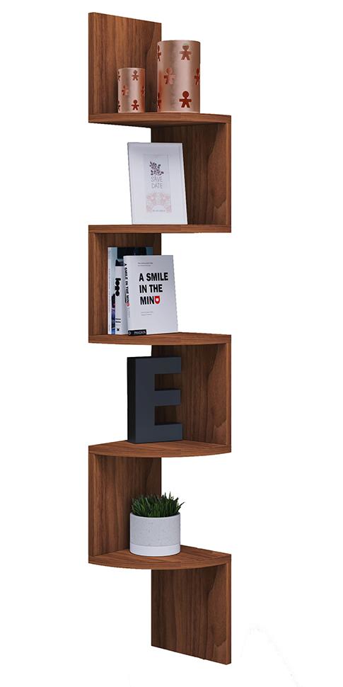 Eckregal MINTIS Nussbaumfarben ca.19x123x19cm - Nussbaumfarben, Basics, Holzwerkstoff (19,6/123,6/19,6cm) - MID.YOU