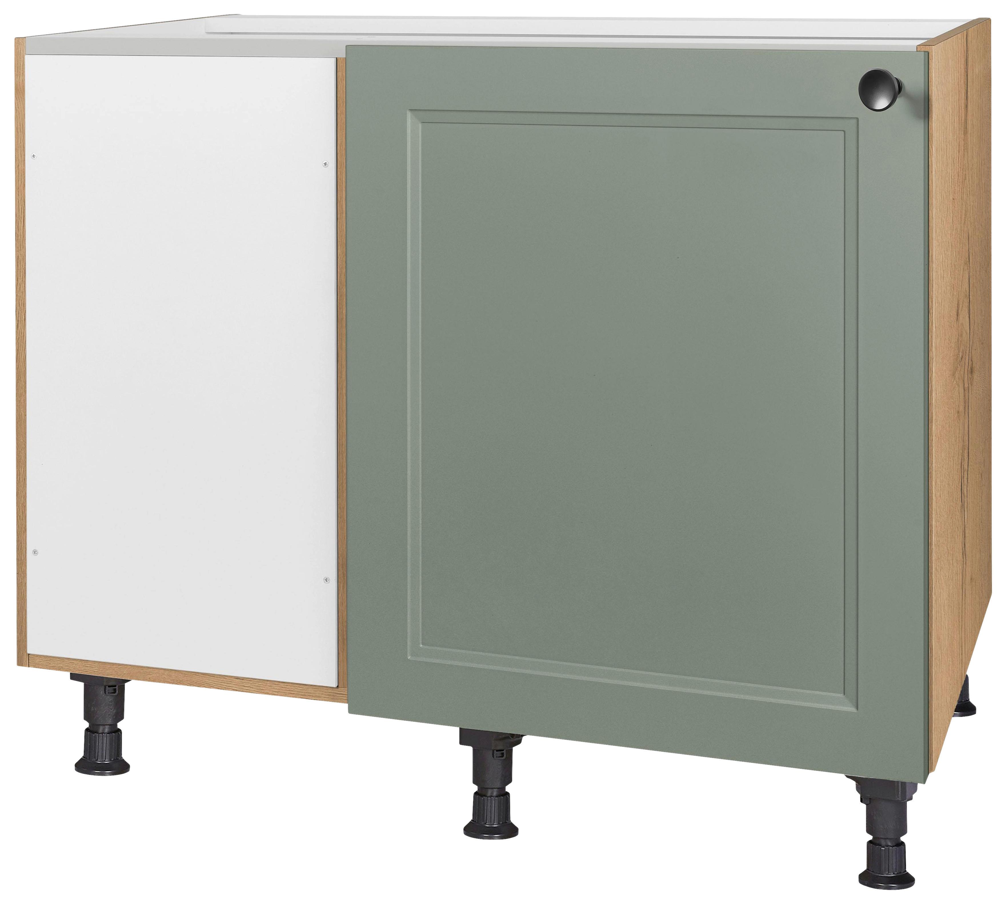 Eckunterschrank Cascada Grün - Eichefarben/Schwarz, MODERN, Holzwerkstoff/Metall (125/87/65cm) - Nobilia