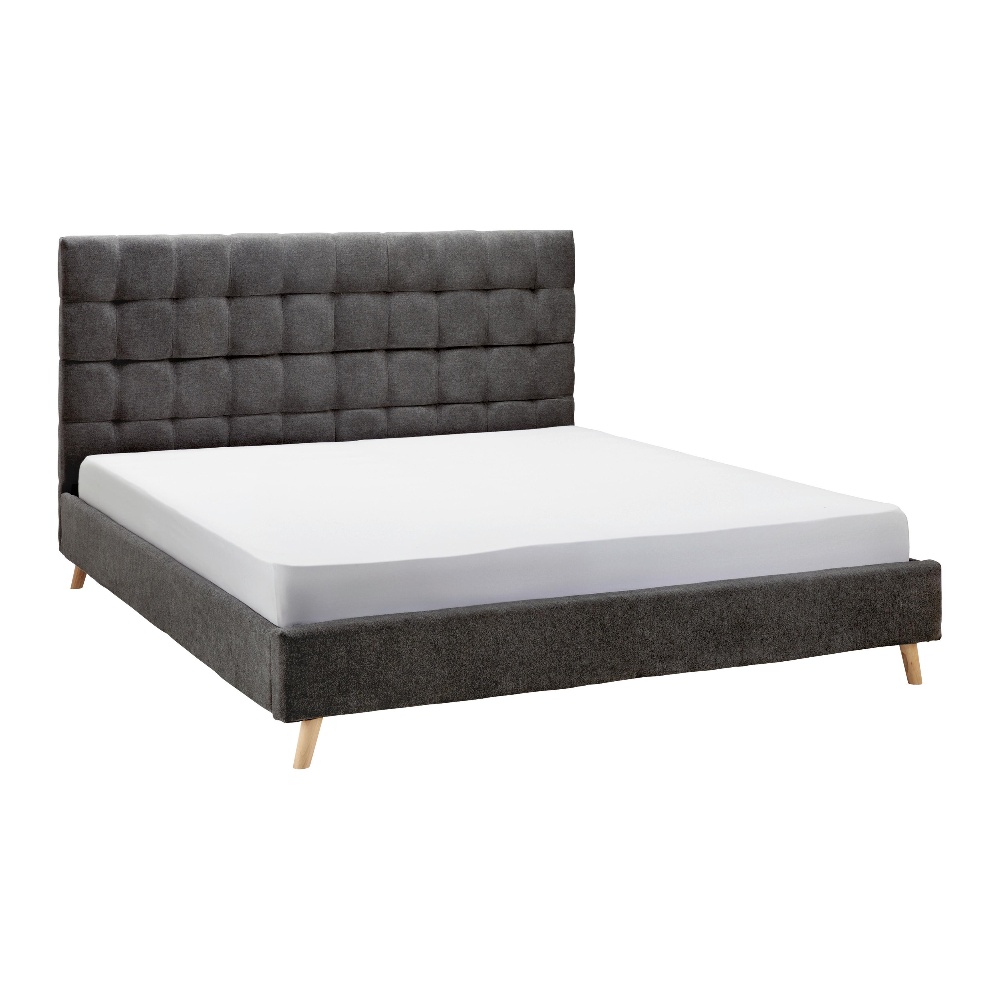 Polsterbett Cesaro ca. 180x200 cm Dunkelgrau - Dunkelgrau/Naturfarben, MODERN, Holz/Textil (180/200cm) - Bessagi Home