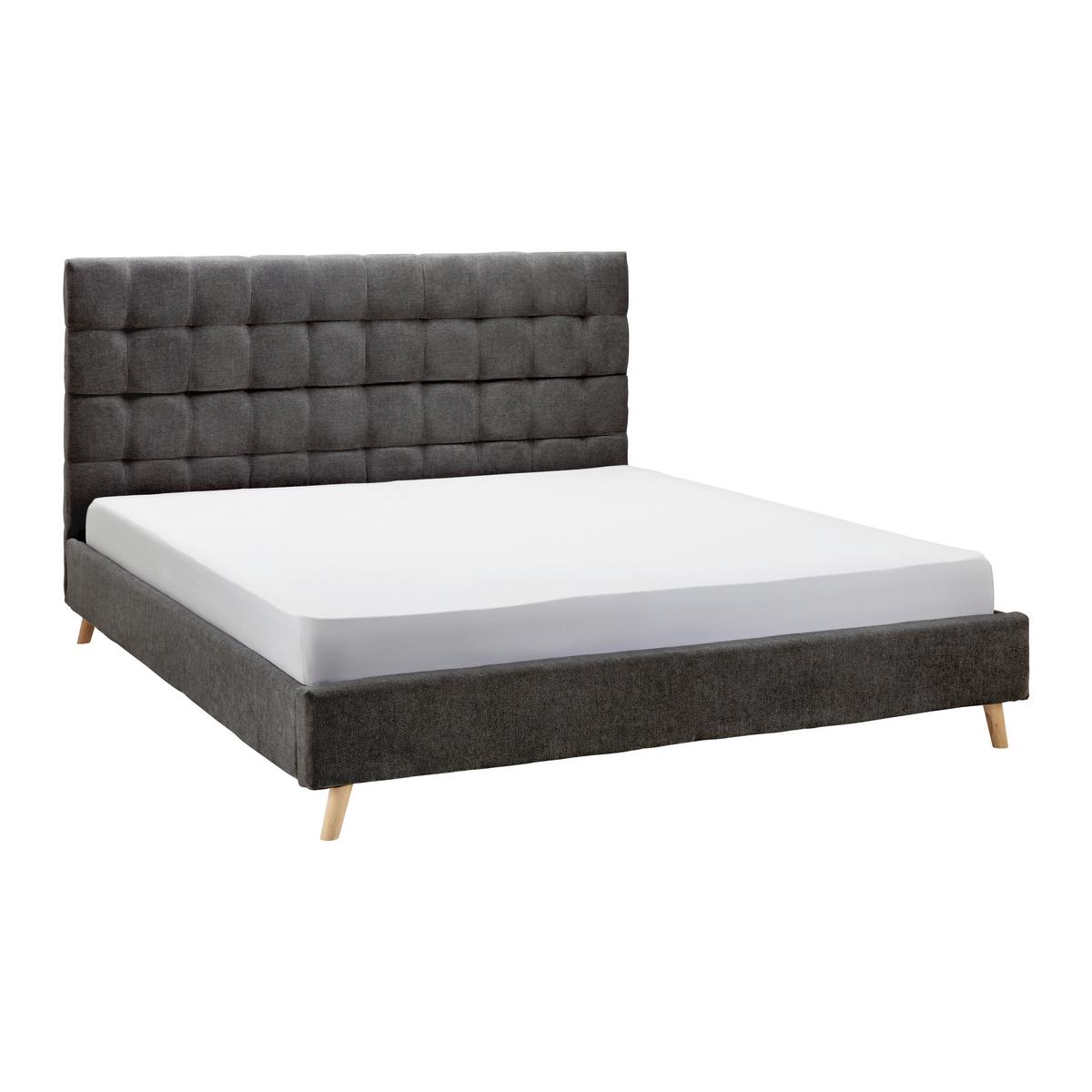 Polsterbett Cesaro ca. 180x200 cm Dunkelgrau - Dunkelgrau/Naturfarben, Modern, Holz/Textil (180/200cm) - Bessagi Home
