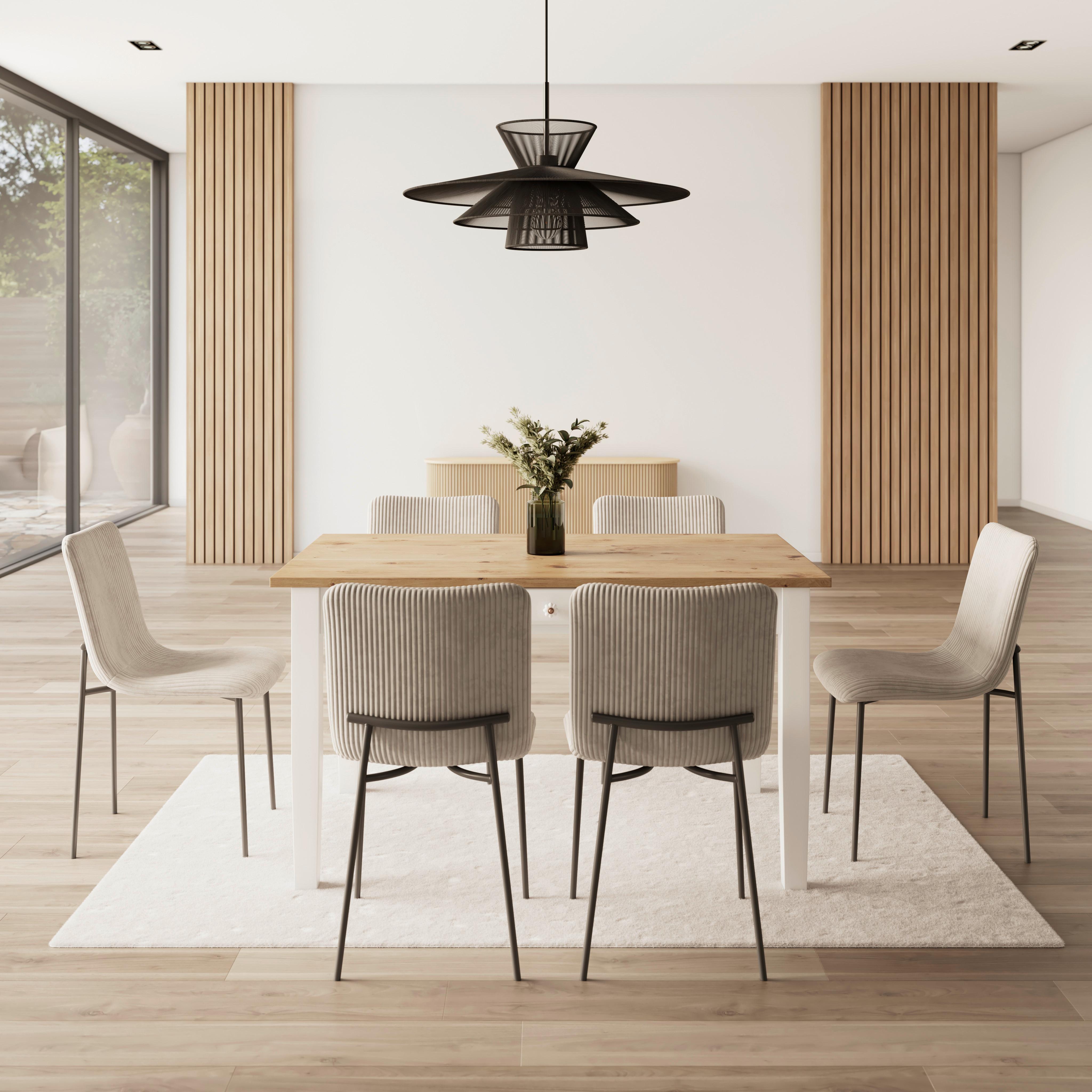Esstisch Camden in Holz Kiefer massiv ca. 140x90 cm - Weiß/Kieferfarben, MODERN, Holz/Holzwerkstoff (140/79/90cm) - Bessagi Home