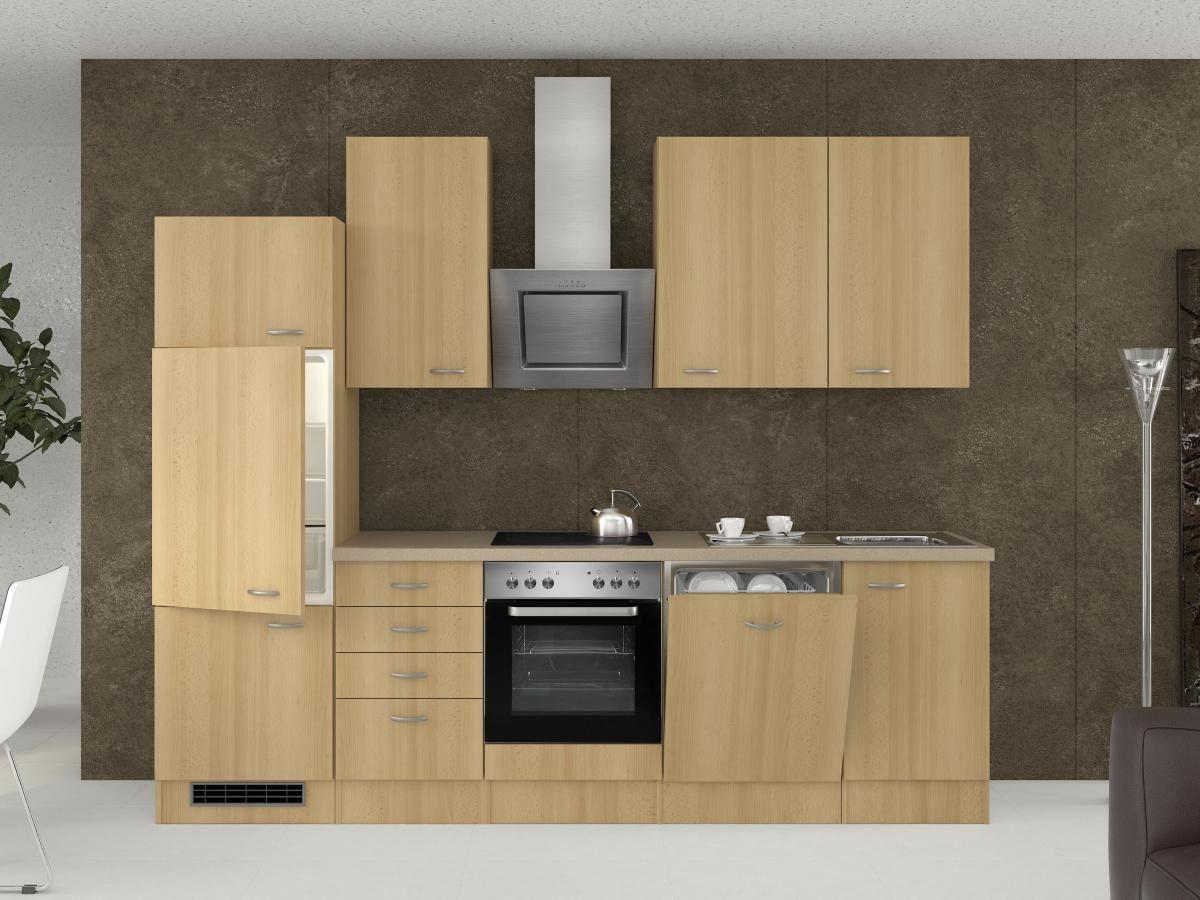 Küchenblock "Nano" , Buche - Edelstahlfarben/Beige, MODERN, Holzwerkstoff/Kunststoff (280cm) - FlexWell