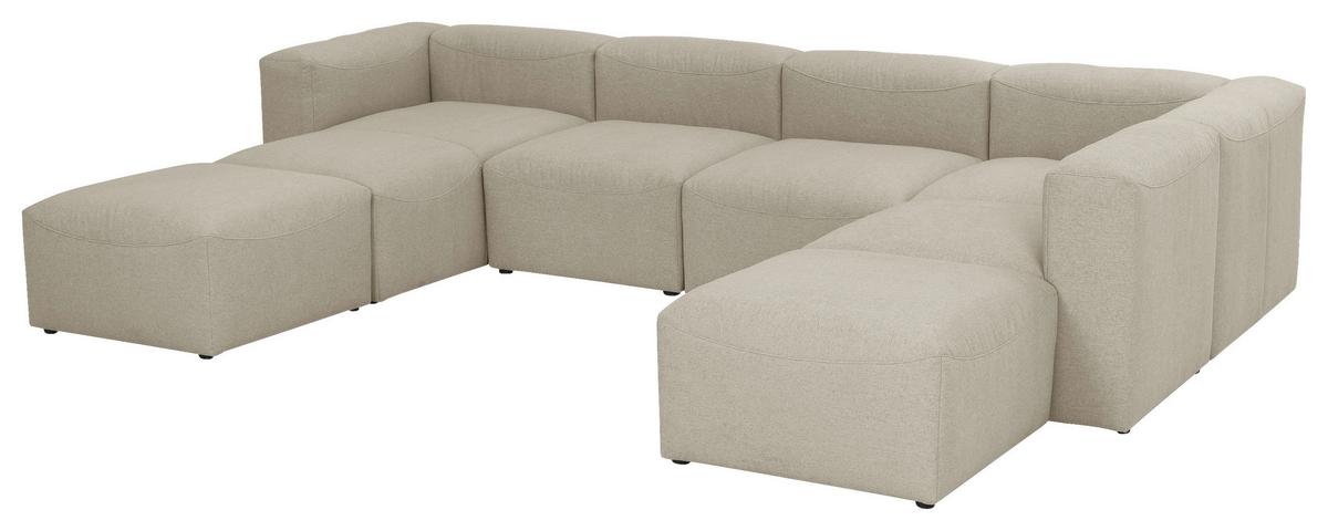 WOHNLANDSCHAFT LENA - Creme, Design, Kunststoff/Textil (235/350/250cm) - Max Winzer