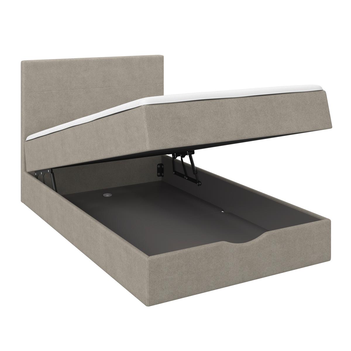 Boxbett Ace ca. 120x200 cm Beige intgr. Topper - Beige/Schwarz, MODERN, Holz/Kunststoff (120/200cm) - Bessagi Home