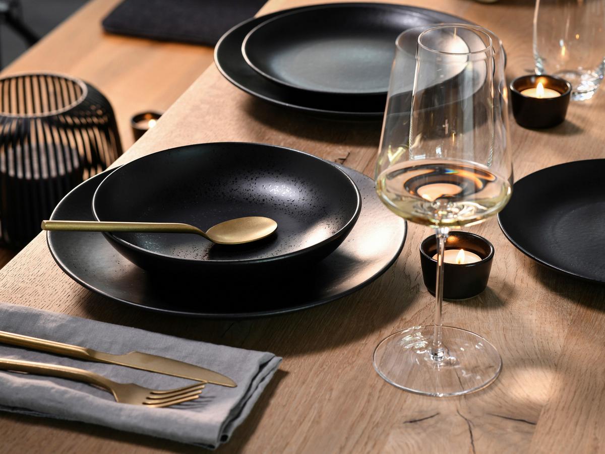 Jedilni Servis Magic Black Coupe, 12-Delni - črna, Basics, keramika - Creatable