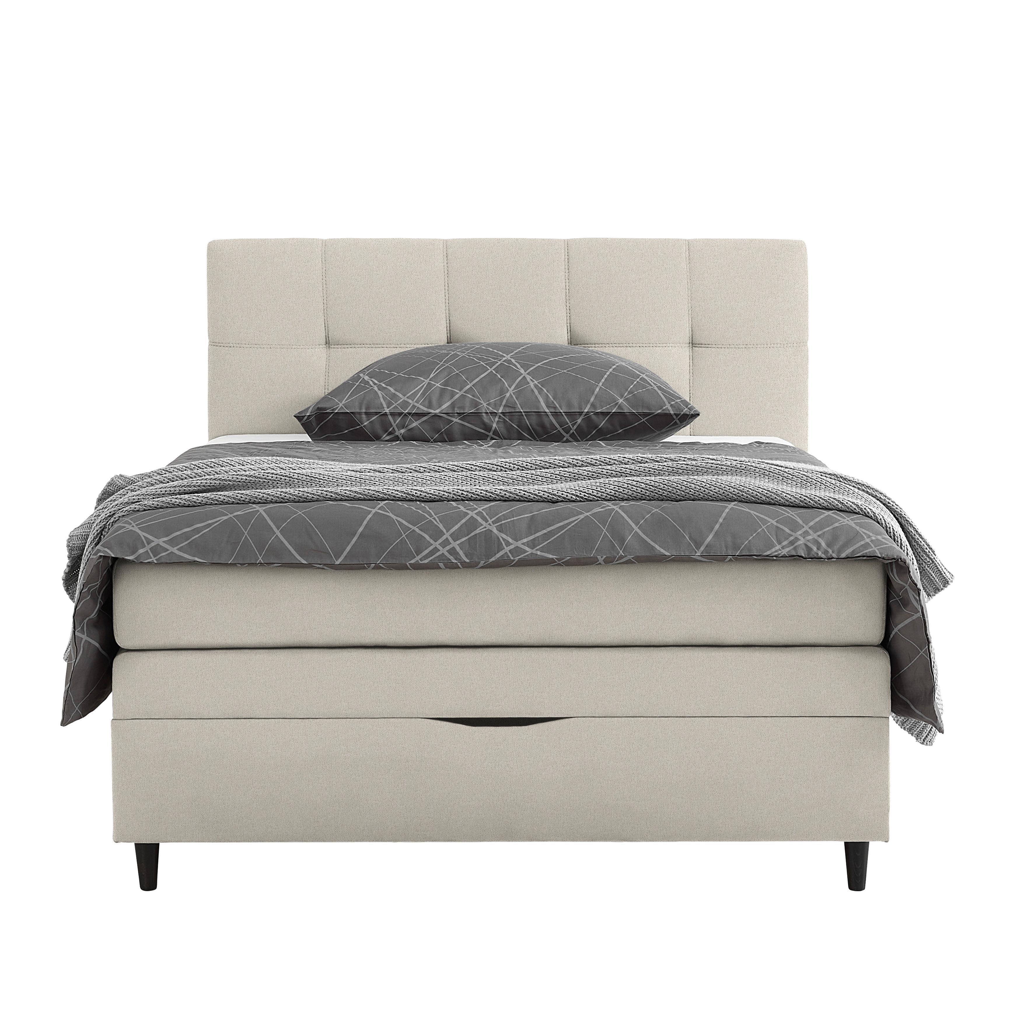 Boxspringbett Miami in Taupe ca. 140x200cm - Taupe/Schwarz Hochglanz, KONVENTIONELL, Holz/Holzwerkstoff (140/200cm) - Mömax