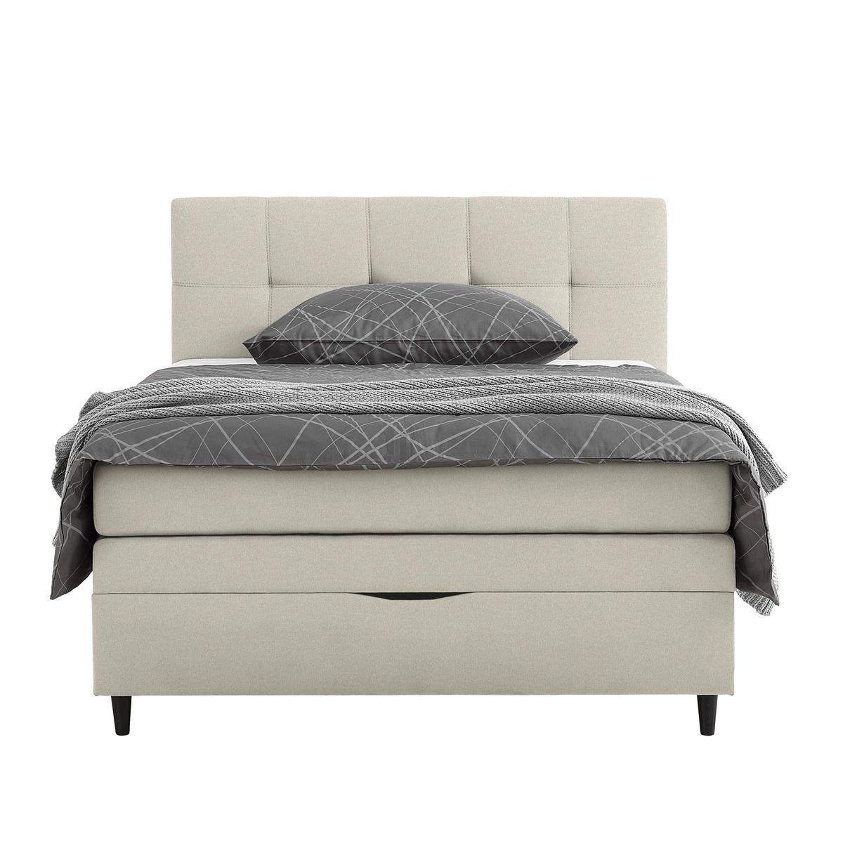 Boxspringbett Miami in Taupe ca. 140x200cm - Taupe/Schwarz Hochglanz, KONVENTIONELL, Holz/Holzwerkstoff (140/200cm) - Mömax