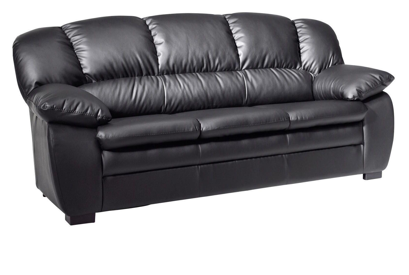 Dreisitzer-Sofa "Casino I" , schwarz - Schwarz, KONVENTIONELL, Kunststoff/Textil (177/88/92cm) - MID.YOU