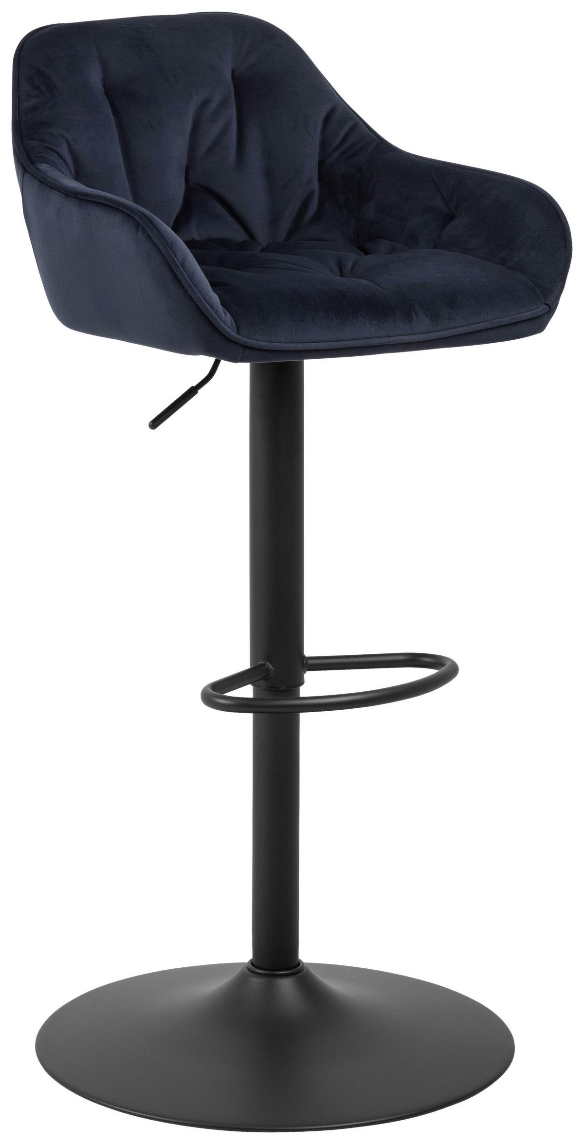 STOŁEK BAROWY BROOKE - ciemnoniebieski/czarny, Design, metal/tkanina (52/109/52cm)