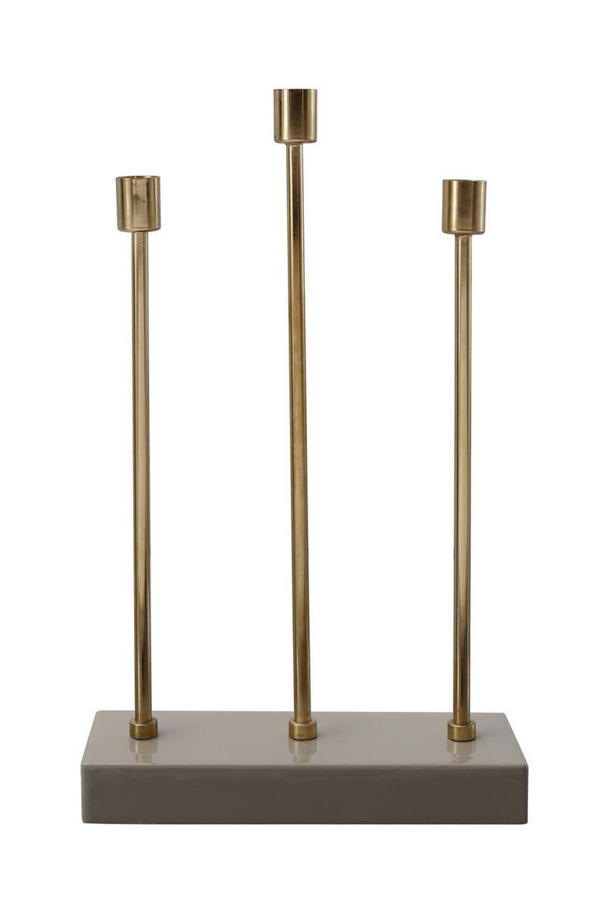 KERZENSTÄNDER KERZENHALTER ART DECO 325 - Bordeaux/Goldfarben, Trend, Metall (26/39,5/9cm) - Kayoom