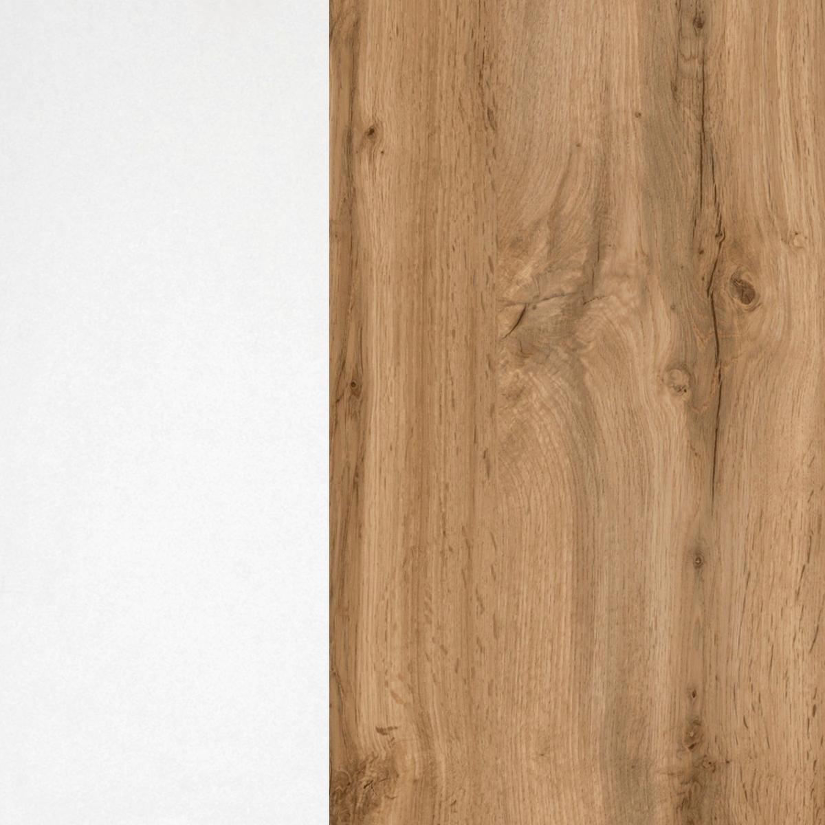 Küchenblock Florenz ohne Geräte ca. 330 cm Weiß/Eiche - Eiche Wotan/Weiß, Design, Holzwerkstoff/Metall (330cm) - Held