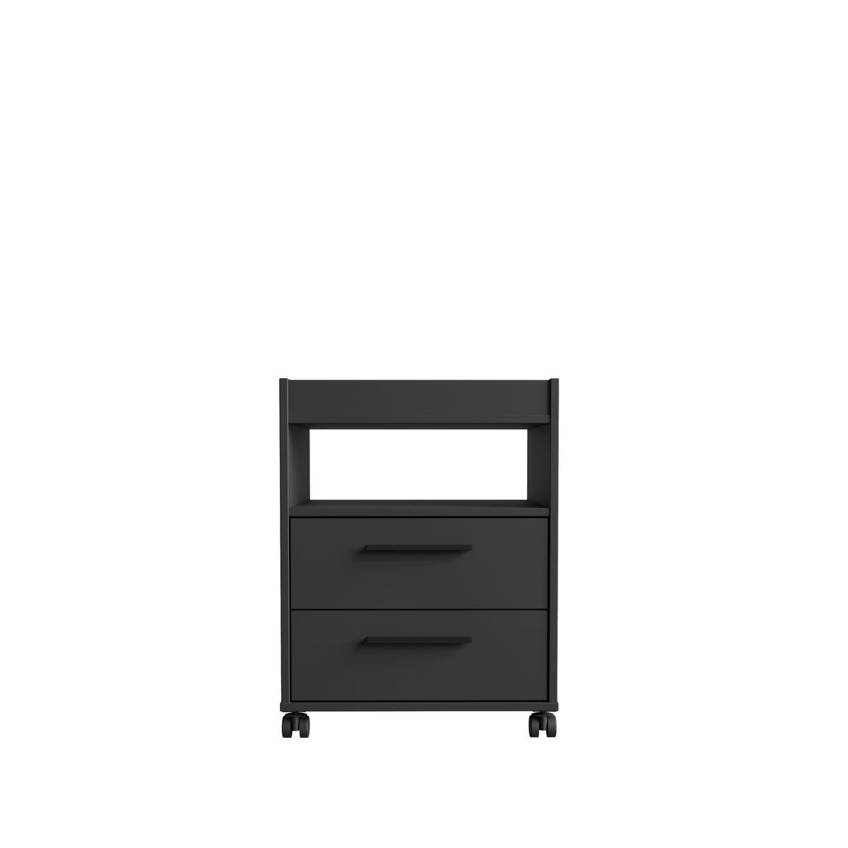 Rollcontainer in Schwarz - Schwarz, MODERN, Holzwerkstoff/Kunststoff (48,4/63/42cm) - Mömax