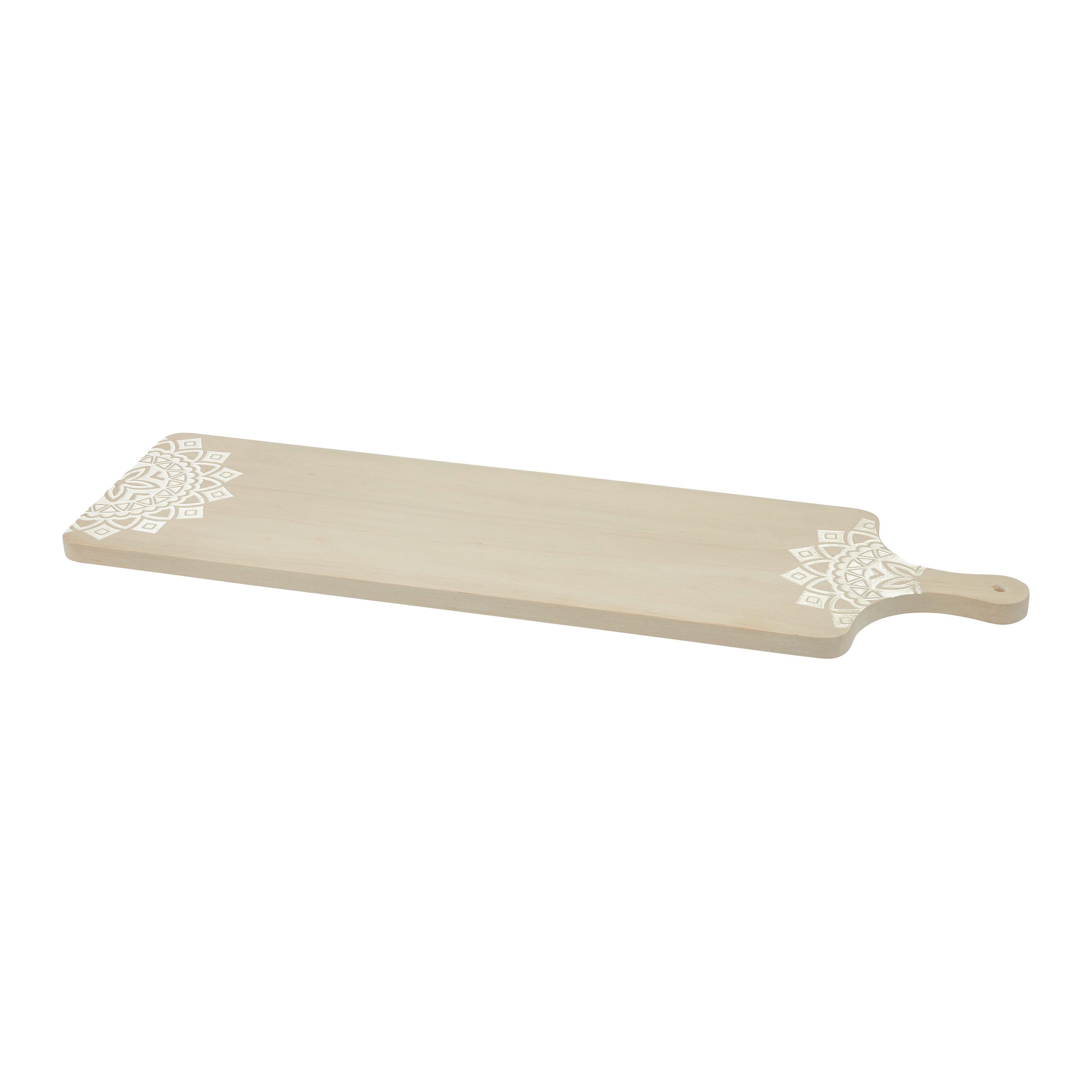 Servierbrett Naturfarben/weiss - Weiss/Naturfarben, Modern, Holz (62,5/18/1,5cm) - Mömax