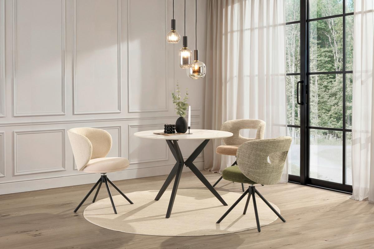 STÓŁ DO JADALNI MERKUR -EXKLUSIV- - beżowy/czarny, Design, metal/ceramika (100/100/76cm) - Xora