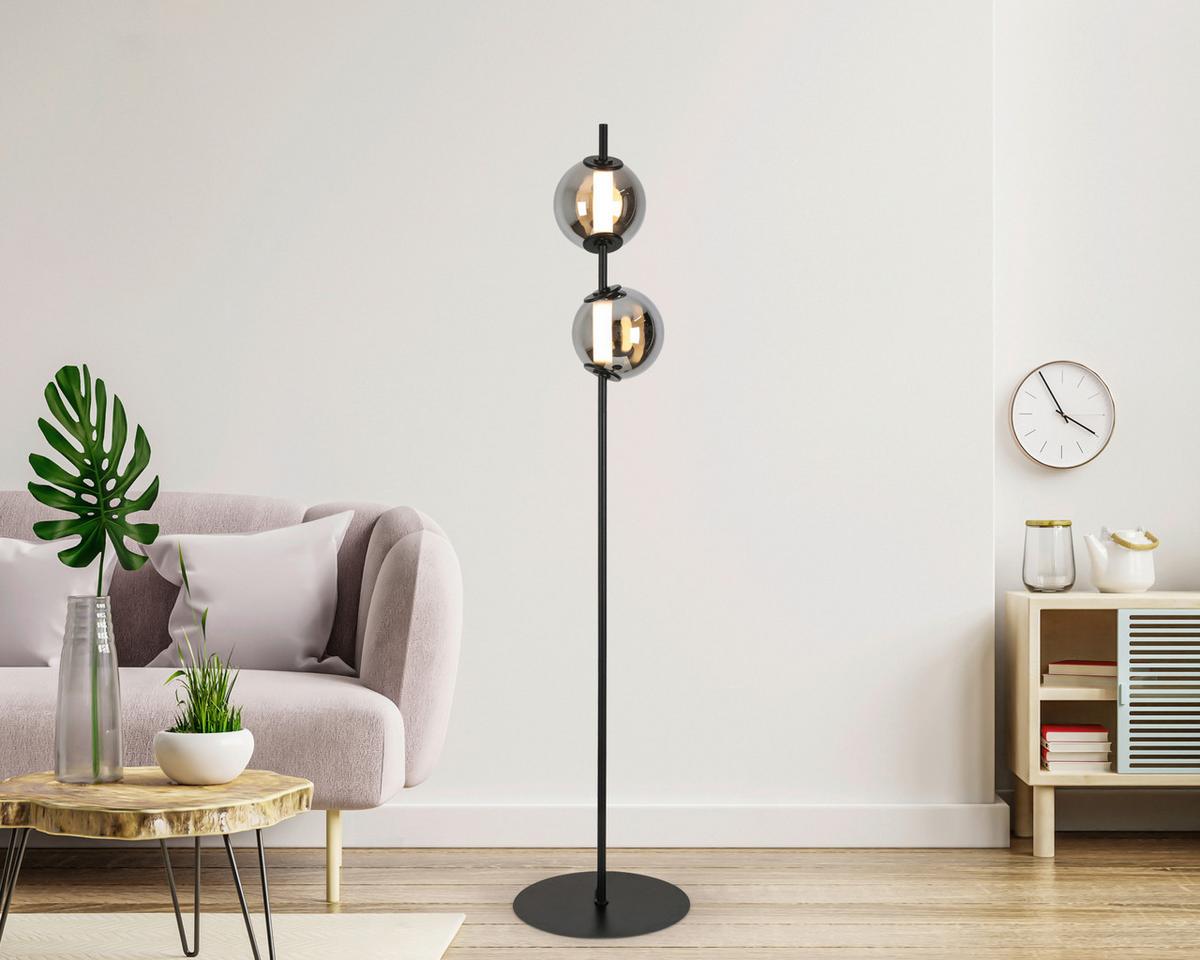 LAMPA STOJĄCA LED SECO *DK* - czarny/kolor chromowy, Design, tworzywo sztuczne/metal (34/168cm) - Dieter Knoll