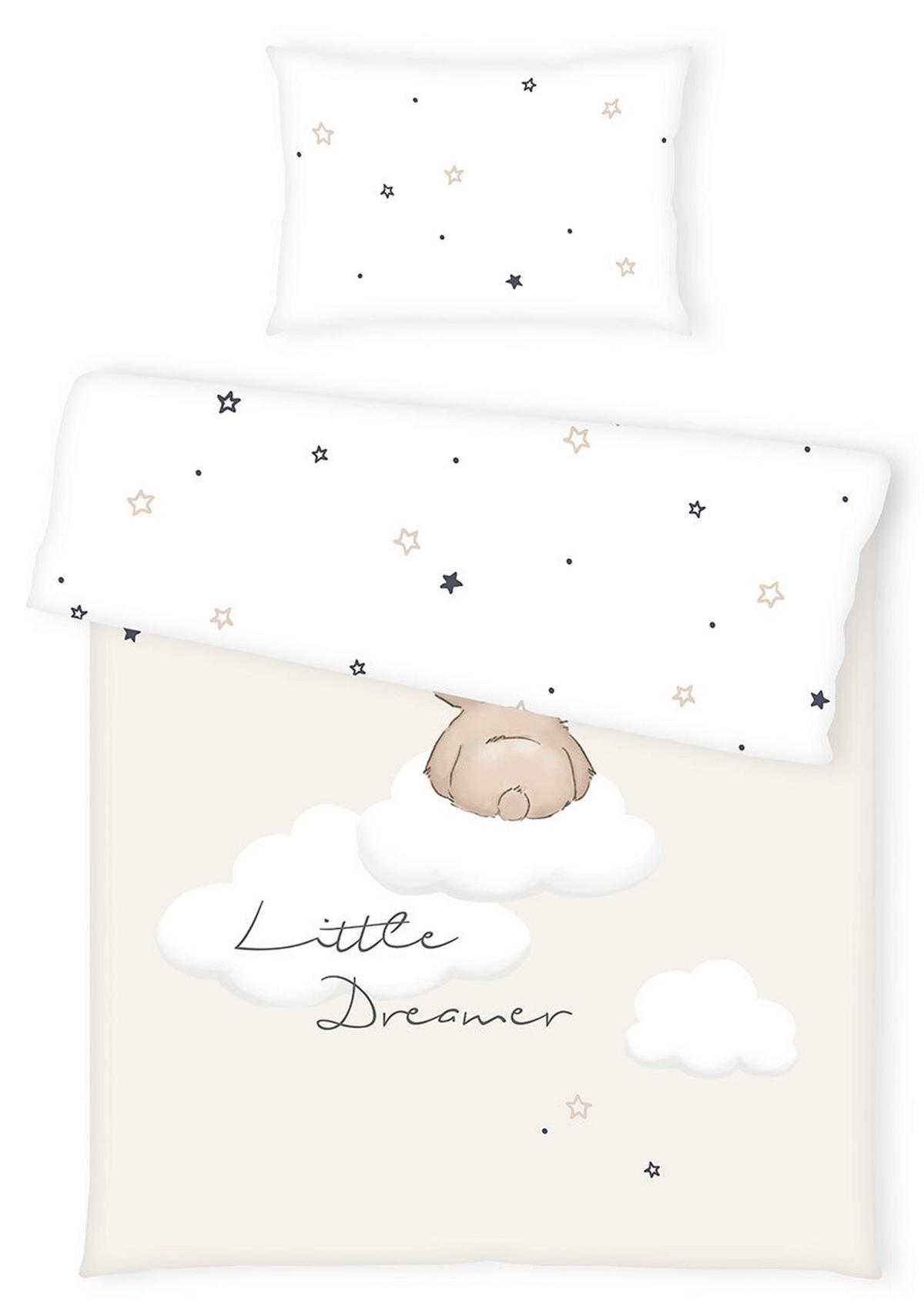 POŚCIEL NIEMOWLĘCA 2485234063 LITTLE DREAMER - beżowy/biały, Basics, tkanina (100/135cm) - Herding