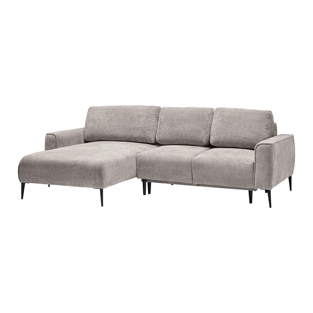 Ecksofa Custom Hellgrau - Hellgrau/Schwarz, MODERN, Textil/Metall (164/85/255cm) - Mömax