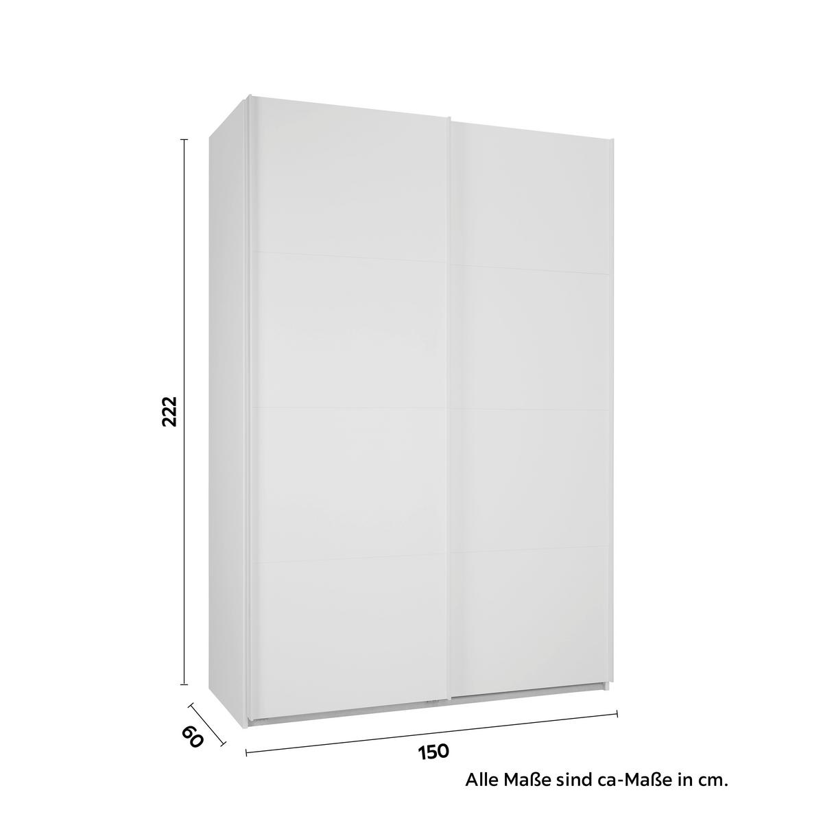 Schwebetürenschrank in Weiss - Weiss, Modern, Holzwerkstoff/Metall (150/222/60cm) - Mömax