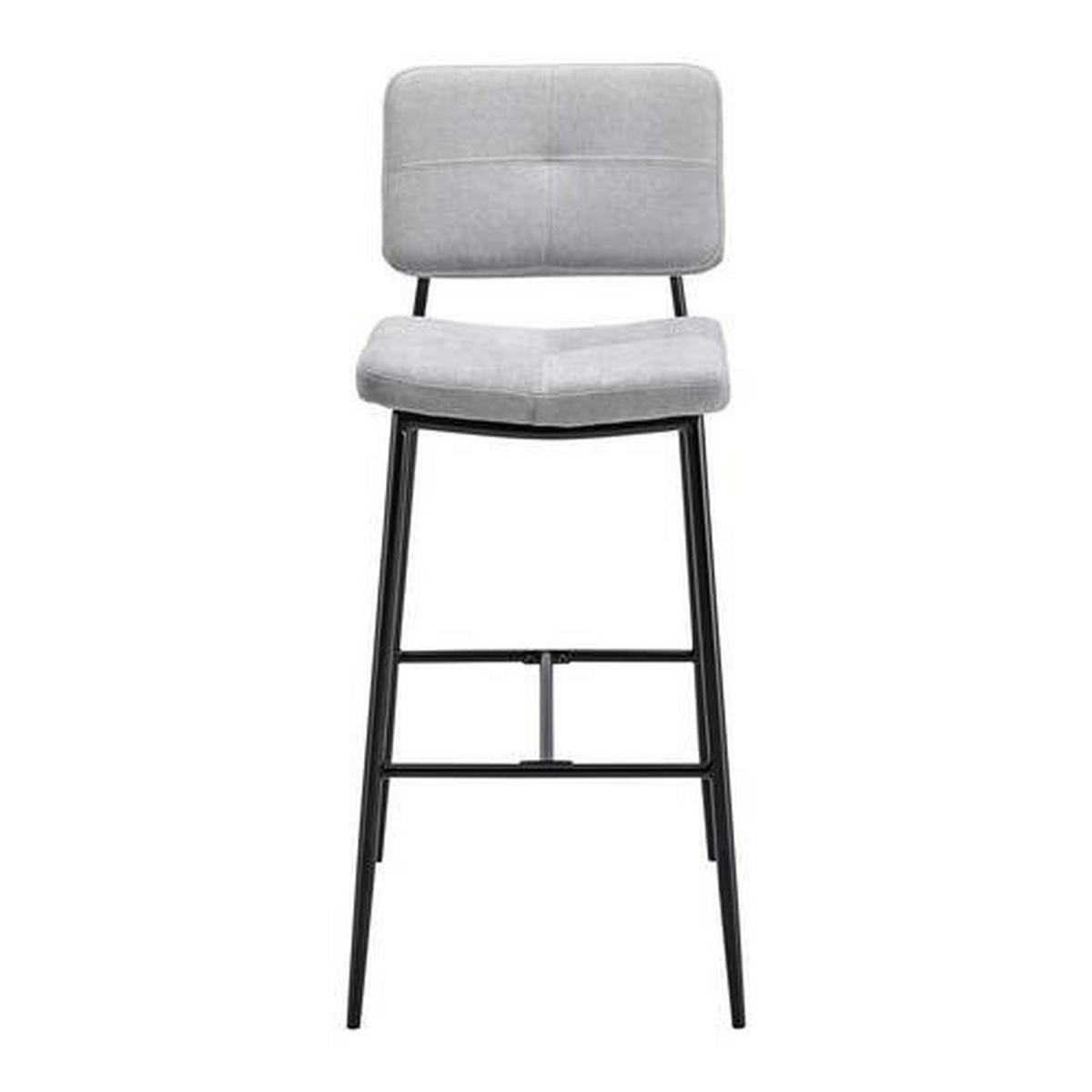 Barhocker Neta Hellgrau Webstoff Gepolstert - Hellgrau/Schwarz, MODERN, Holz/Textil (45cm) - Bessagi Home