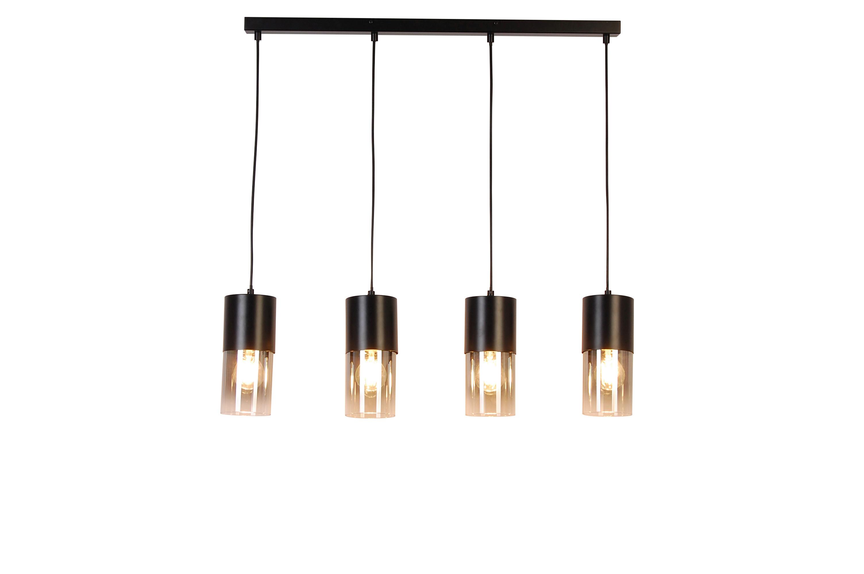 Hängeleuchte Monaco Graubraun max. 160 Watt - Graubraun, Trend, Glas/Metall (80,5/10/150cm) - Novel