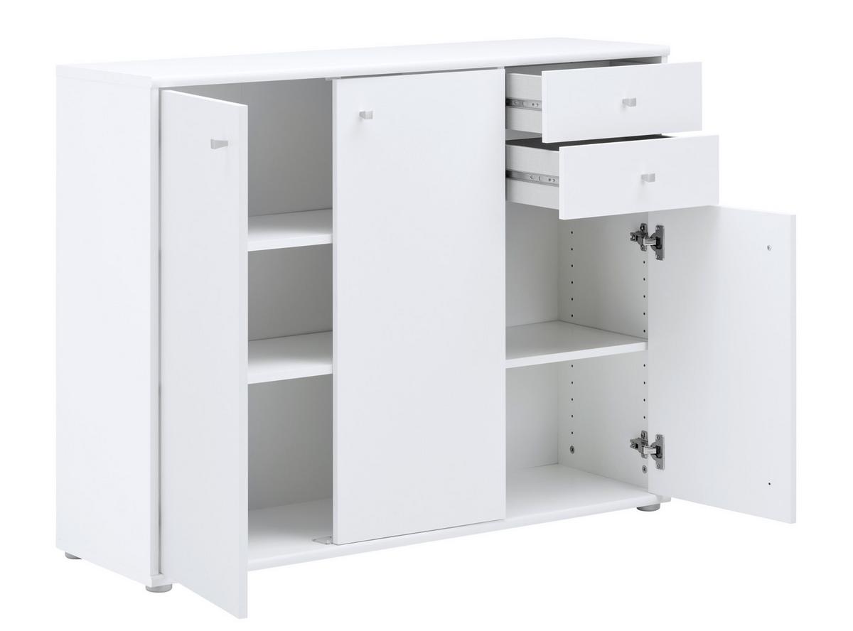 Komoda Tempra 2, Bela - bela/barve aluminija, Konvencionalno, umetna masa/leseni material (108,8/85,5/34,8cm) - Mömax
