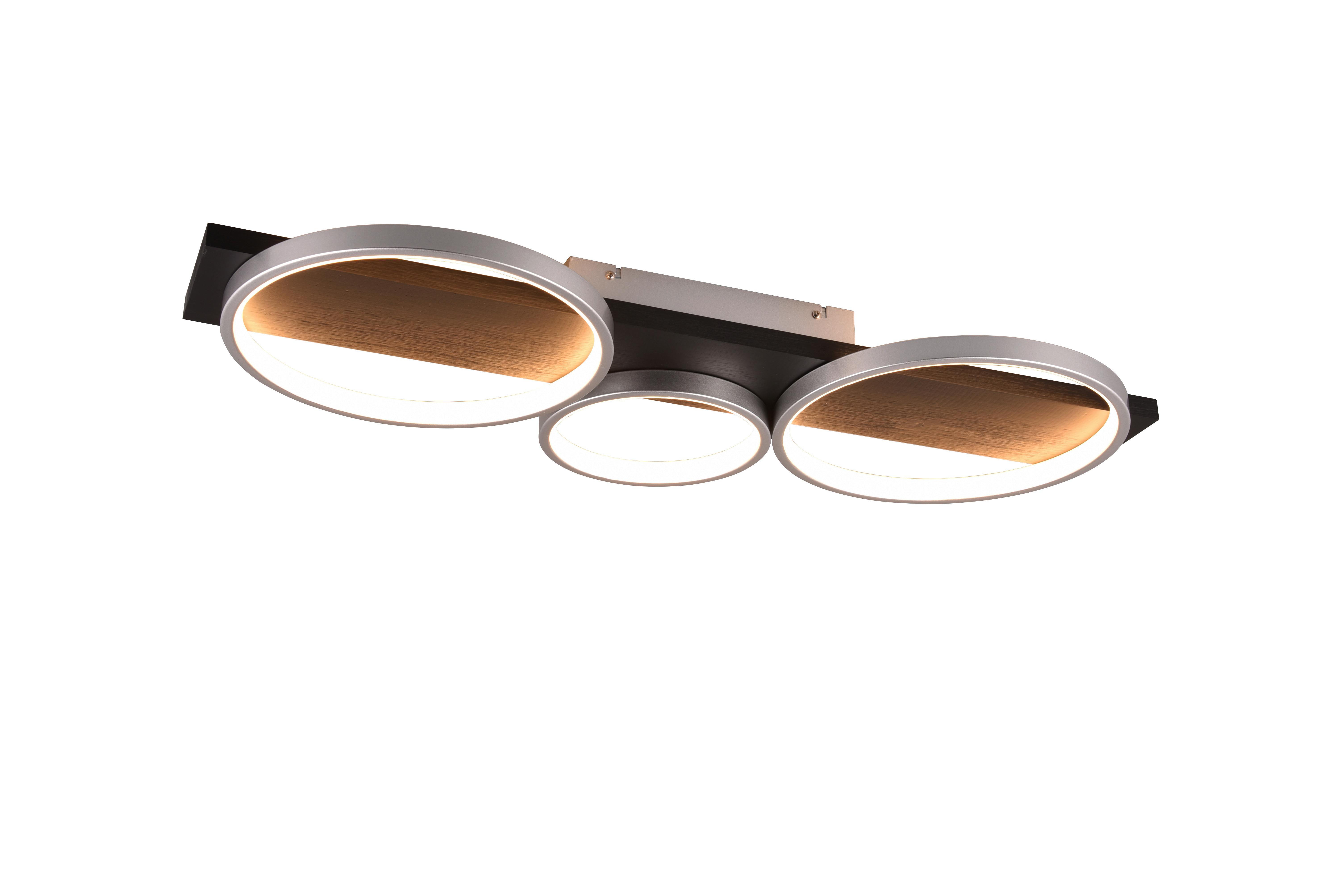 LED-Deckenleuchte Medera Schwarz/Titanfarben max. 33 W - Titanfarben/Schwarz, Basics, Holz/Metall (80,0/8,0/34,5cm) - Trio Leuchten