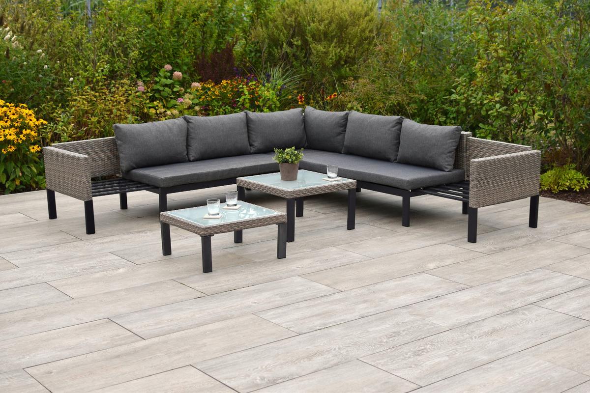 Lounge Garnitura Amantea, Raztegljiva - bež, Moderno, kovina/umetna masa (200/200cm) - Gardenson