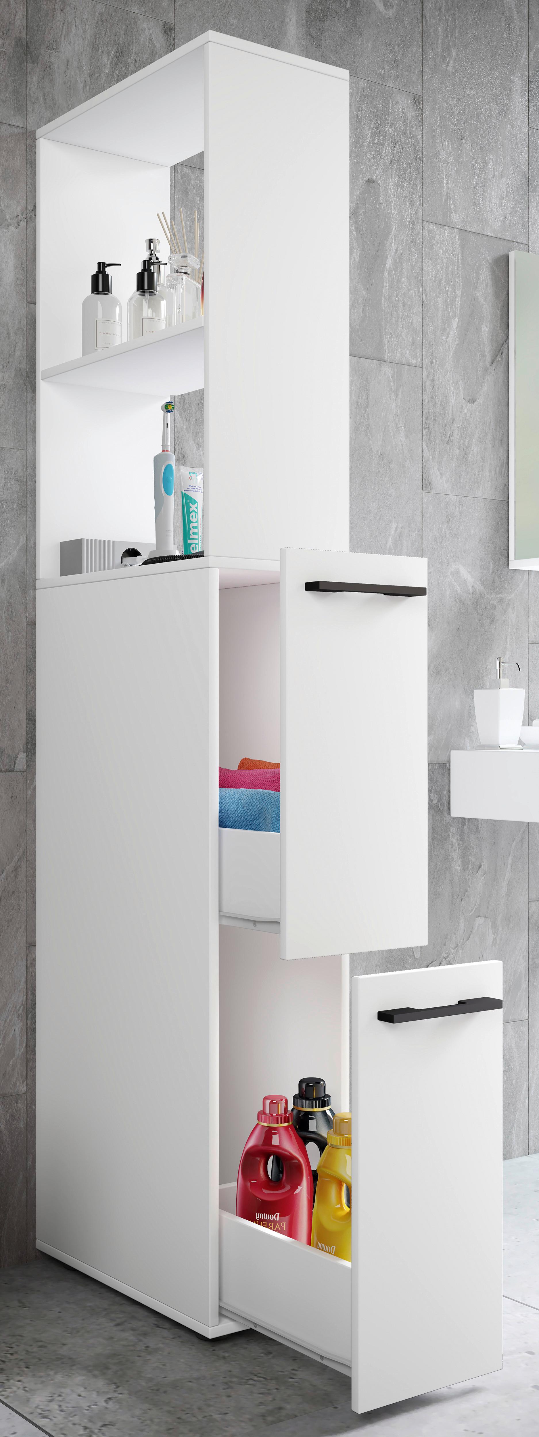 HOCHSCHRANK SADILO XL - Weiss/Anthrazit, Modern, Holzwerkstoff/Kunststoff (25/183/50cm) - MID.YOU