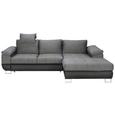 Wohnlandschaft in Grau mit Bettfunktion - Chromfarben/Schwarz, MODERN, Kunststoff/Textil (268/91/170cm) - Modern Living Wohnlandschaft in Grau mit Bettfunktion - Chromfarben/Schwarz, MODERN, Kunststoff/Textil (268/91/170cm) - Modern Living