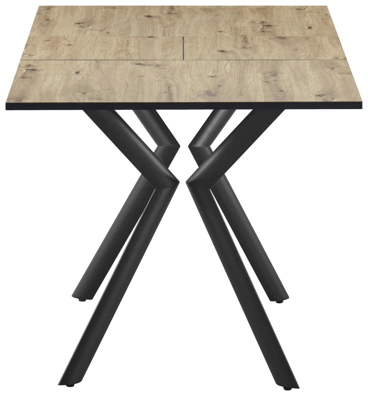 Raztegljiva Jedilna Miza Marcel, 120-160x80 - črna/barve hrasta, Moderno, kovina/leseni material (120-160/76/80cm)