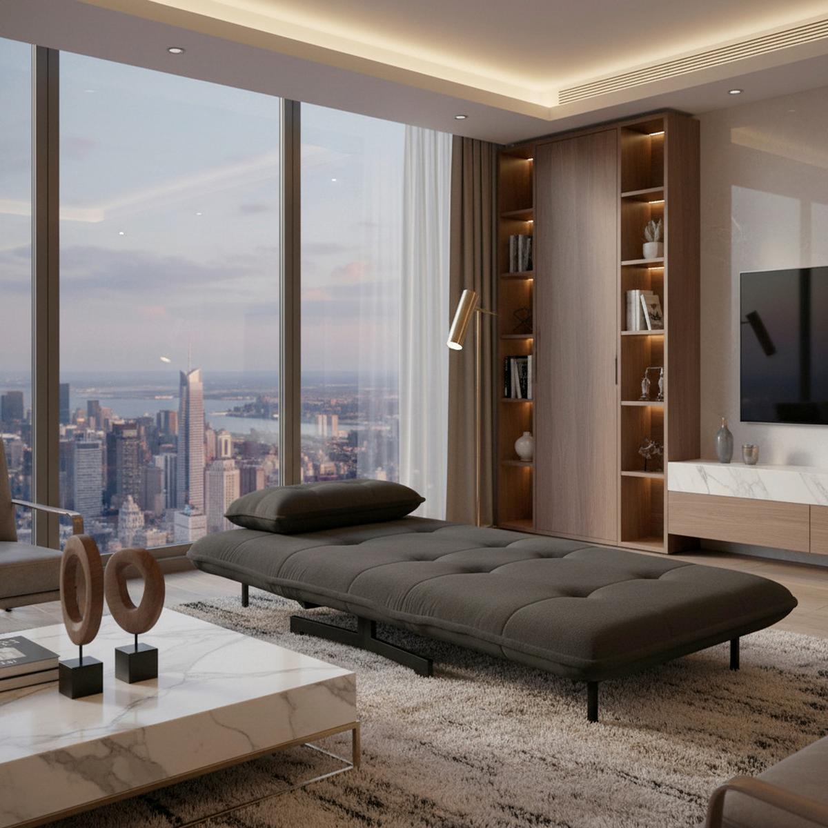 Schlafsessel Luna Dunkelgrau Bouclé - Dunkelgrau/Schwarz, MODERN, Textil/Metall (92/86/80cm) - Bessagi Home