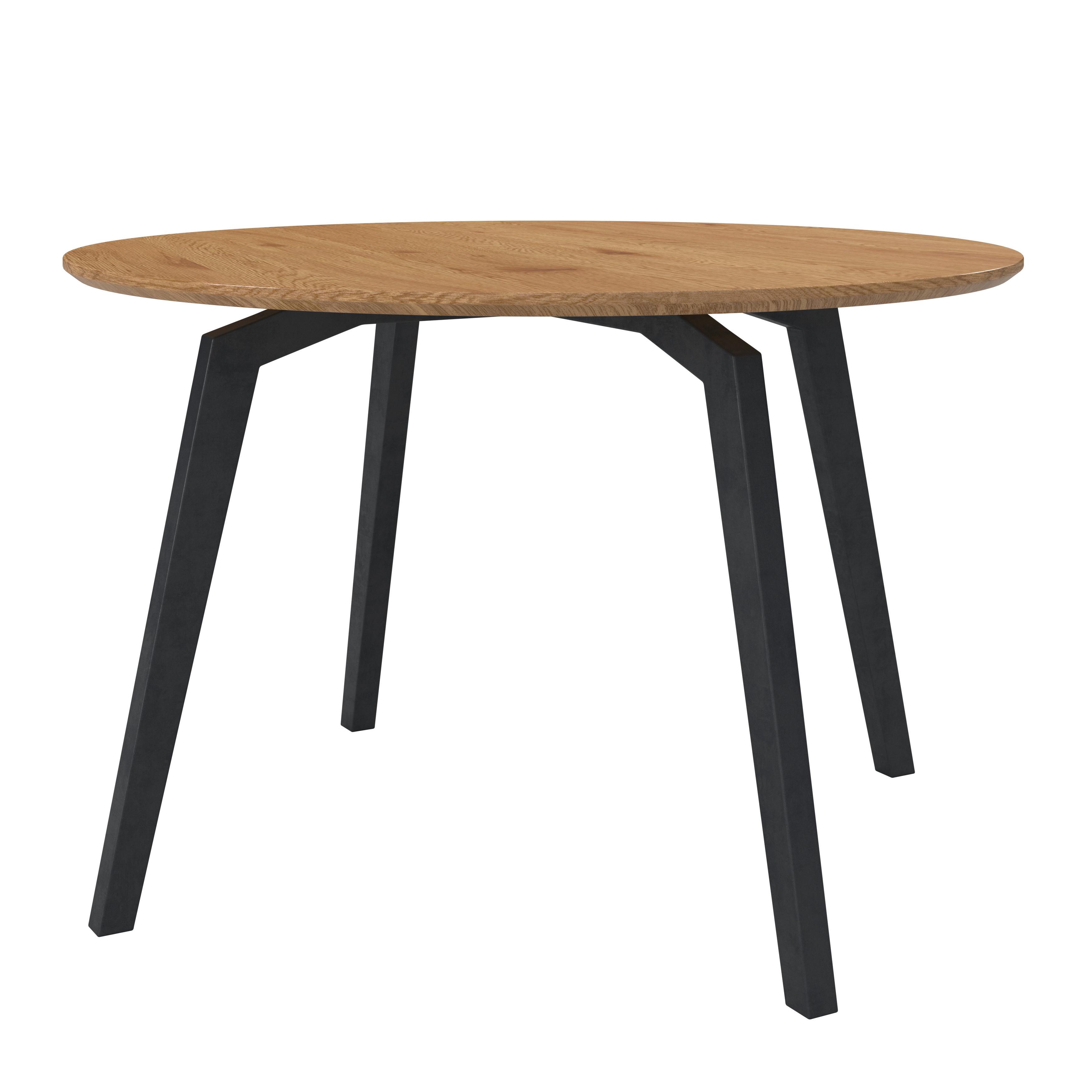 MATBORD ELIAN - svart/ekfärgad, Modern, metall/trämaterial (120/120/76cm) - Bessagi Home