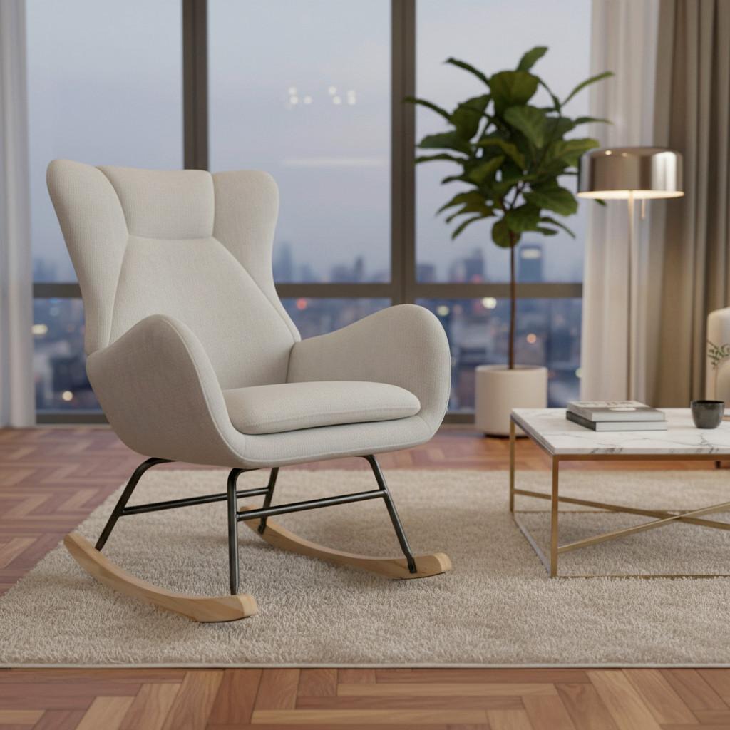 RELAXFÅTÖLJ EMILIO - ljusgrå/naturfärgad, Modern, metall/trä (68/92/87cm) - Bessagi Home