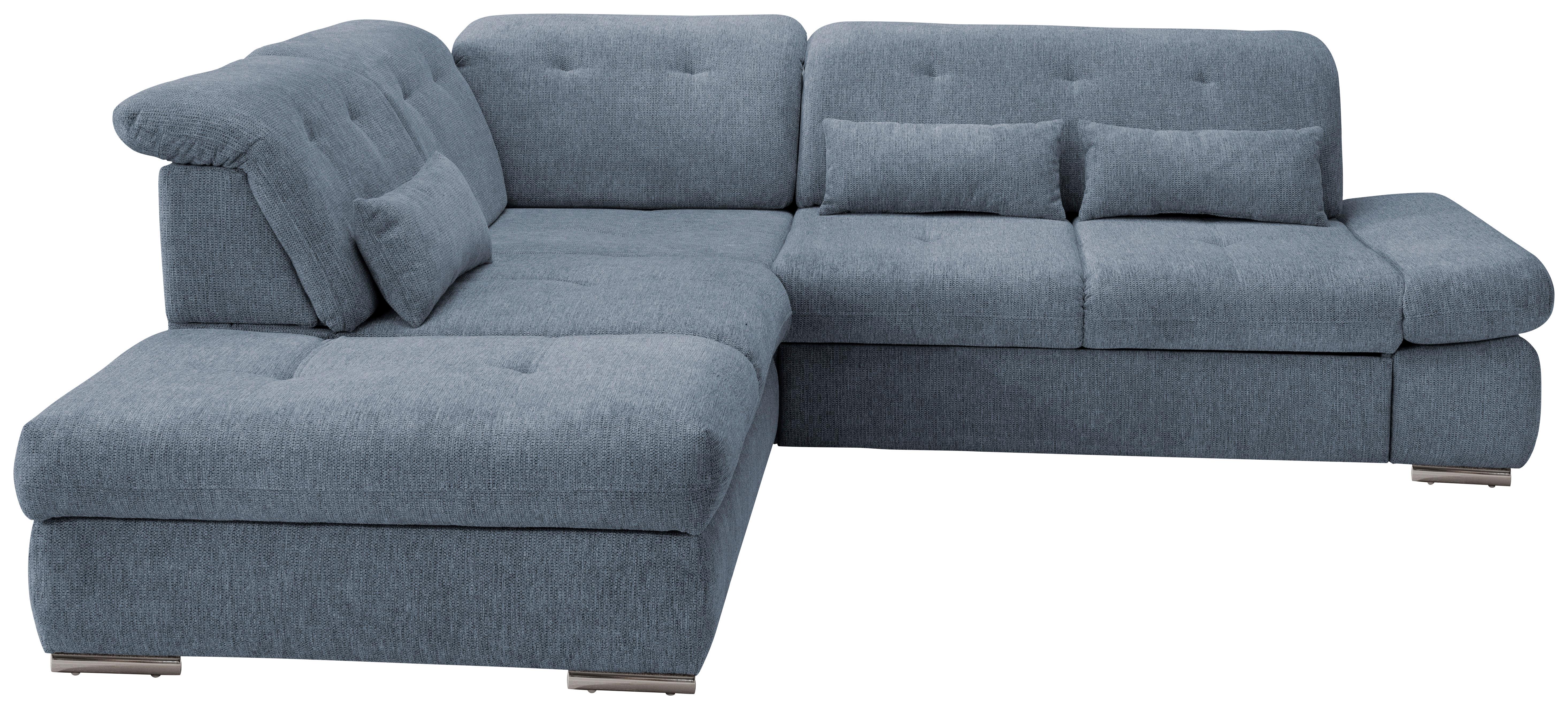 Wohnlandschaft Dalida Hellblau Chenille - Chromfarben/Hellblau, Design, Textil/Metall (254/280cm) - Livetastic