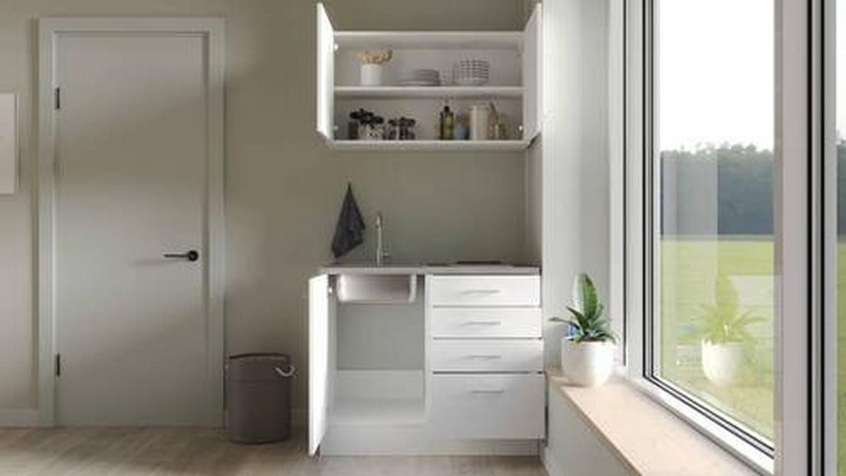 Majhna Kuhinja Z Aparati Lucca, Bela - bela/barve aluminija, Moderno, umetna masa/leseni material (100cm) - FlexWell