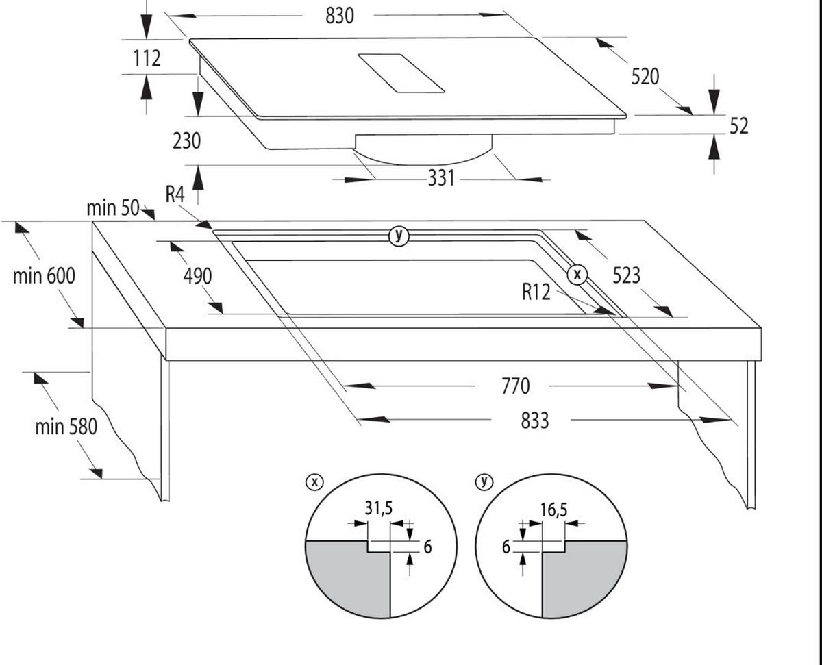 Kochfeld-Dunstabzug-Kombi HET949BSC - Schwarz, MODERN, Glas/Metall (83/23/52cm) - Gorenje