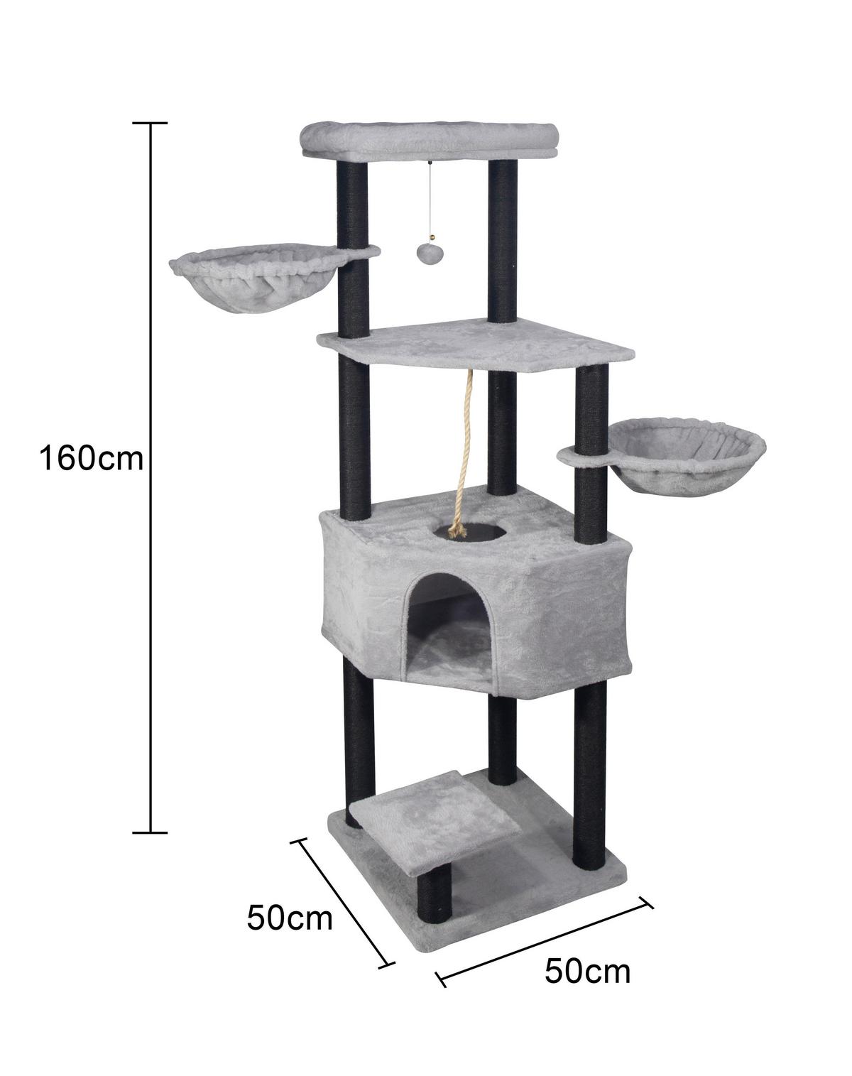 Kratzbaum Tiger Grau - Grau, KONVENTIONELL, Karton/Holzwerkstoff (50/50/160cm) - Mömax