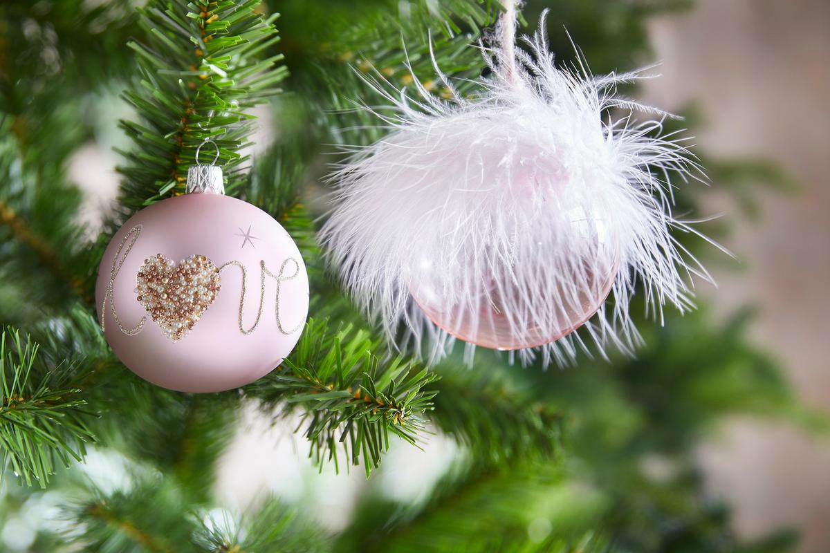 Christbaumkugel Isra in Rosa, 2 Stück - Rosa, Glas/Metall (7cm) - Modern Living