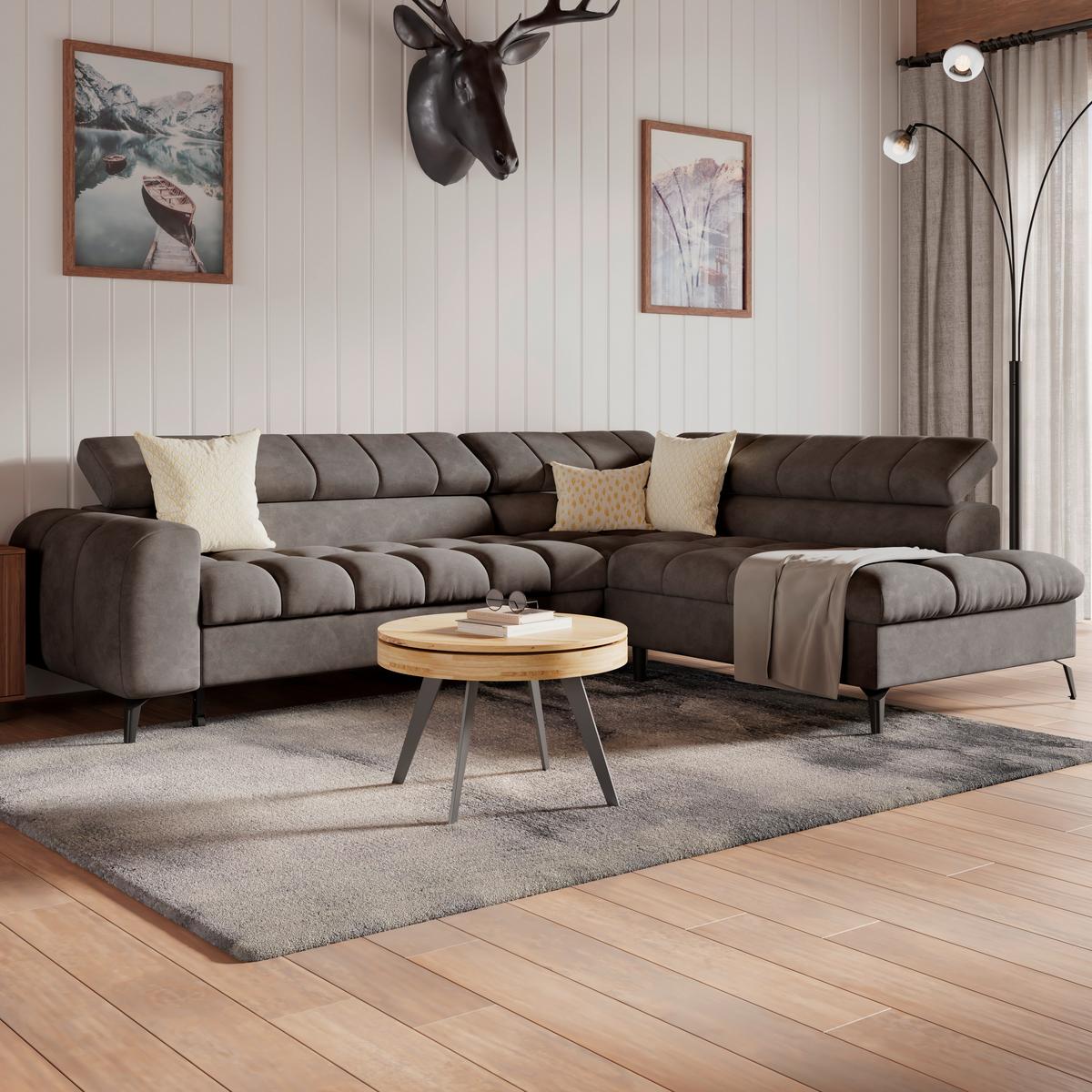 Kutna Garnitura Volf - crna, Trend, tekstil/metal (261/203cm)