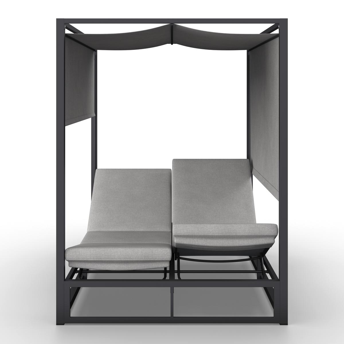 Sonnenliege Aviva Hellrgrau Outdoorstoff/Metall +Abdeckung - Hellgrau, MODERN, Textil/Metall (148/196/200cm) - Bessagi Garden