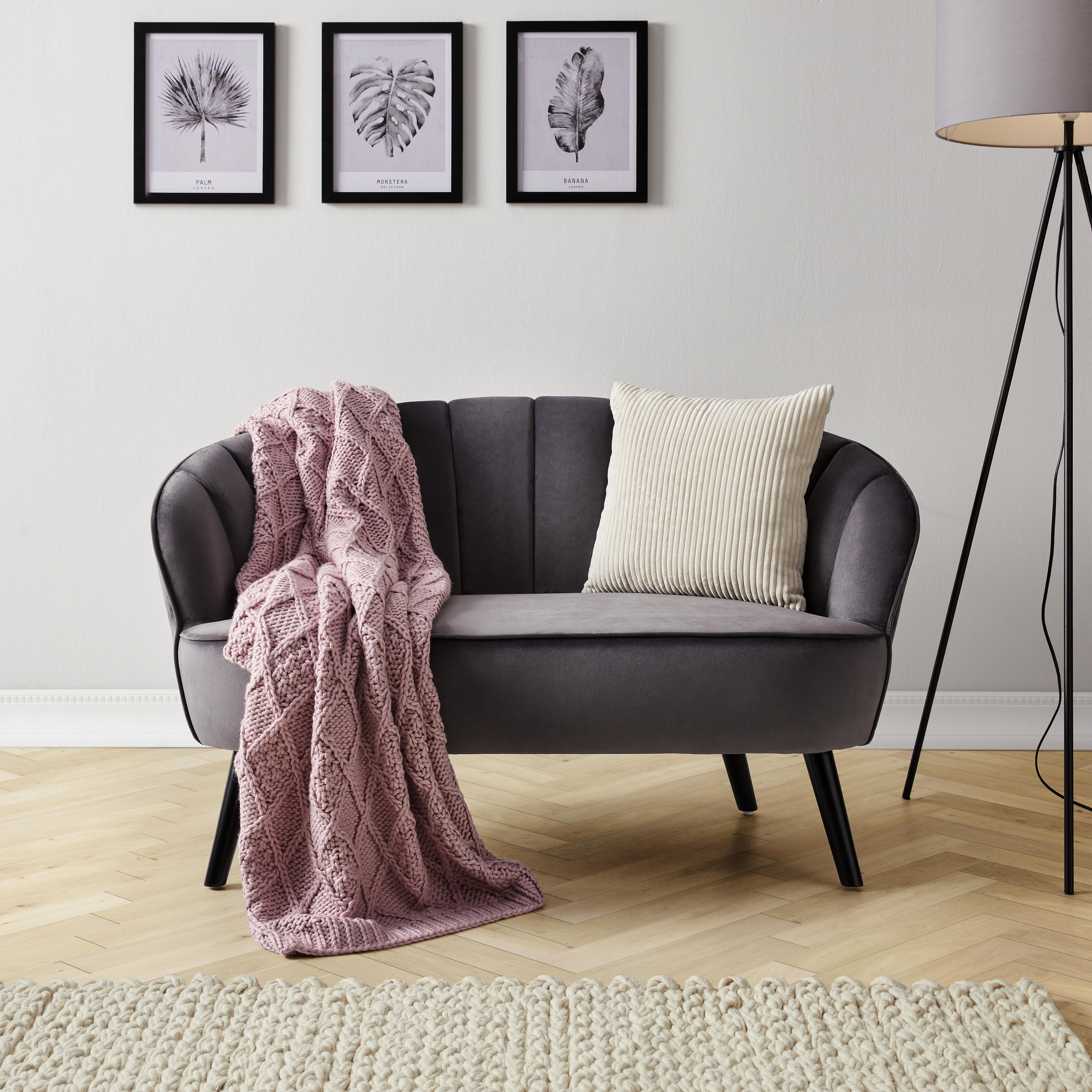 Sofa in Grau 'Luise' - Schwarz/Grau, MODERN, Holz/Textil (127/78/76cm) - Bessagi Home