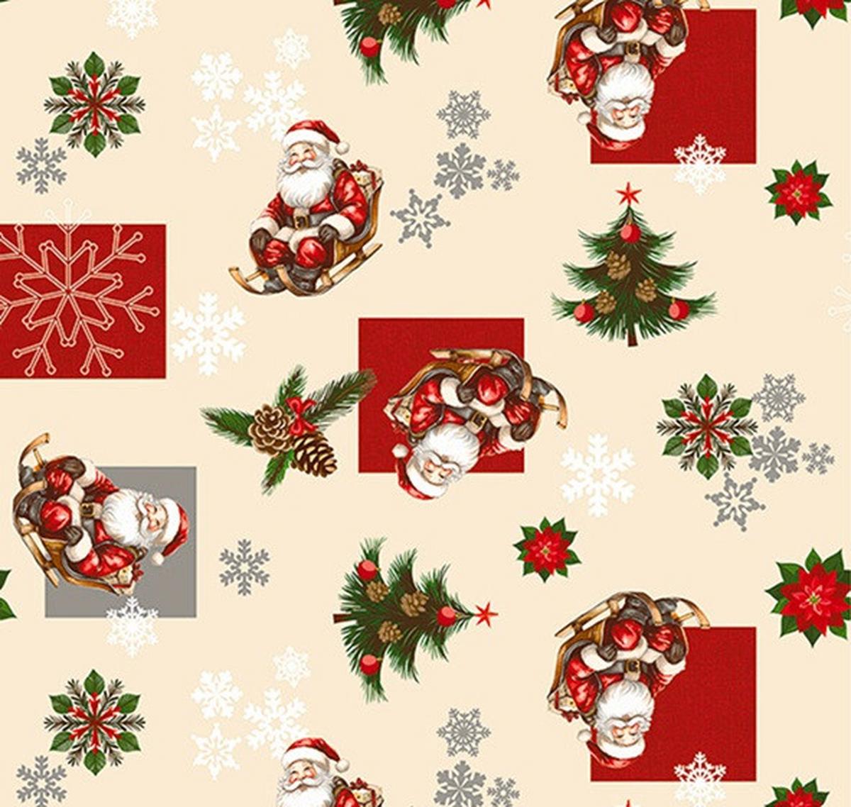 Asztalterítő Santa 140/200 - bézs/borvörös, textil (140/0,5/200cm)