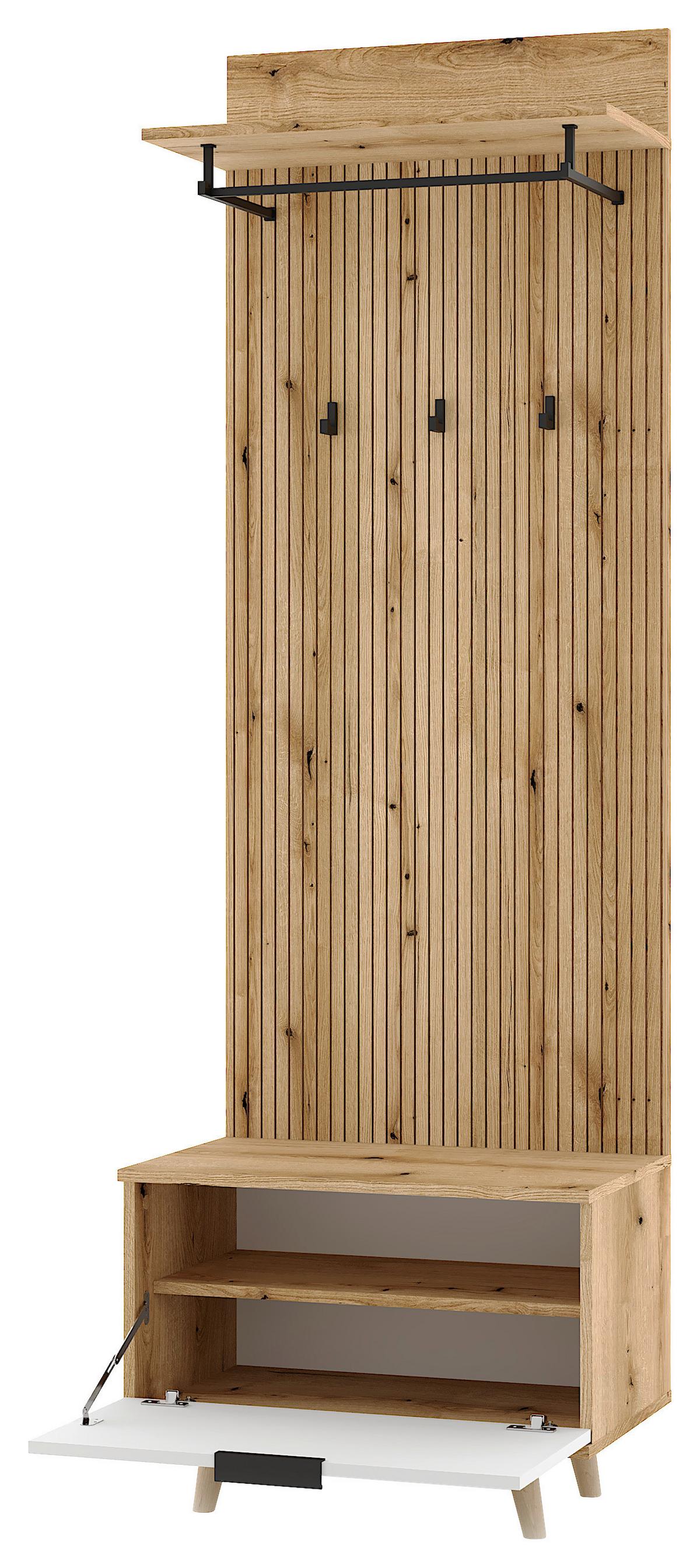 PRZEDPOKÓJ NORDIC D - kolor dębowy/biały, Design, materiał drewnopochodny (65/204/40cm) - MID.YOU