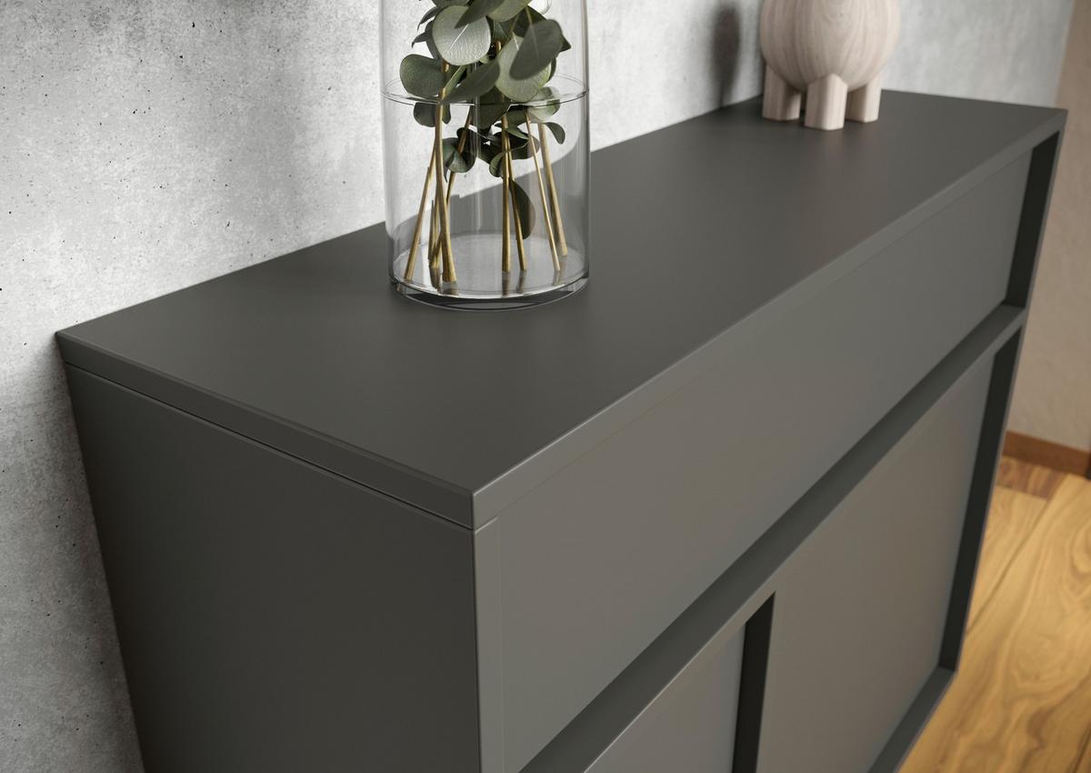 SZAFKA NA BUTY GW-AMECA 2.0 - czarny/kolor grafitowy, Design, materiał drewnopochodny/tworzywo sztuczne (83/63/25cm)