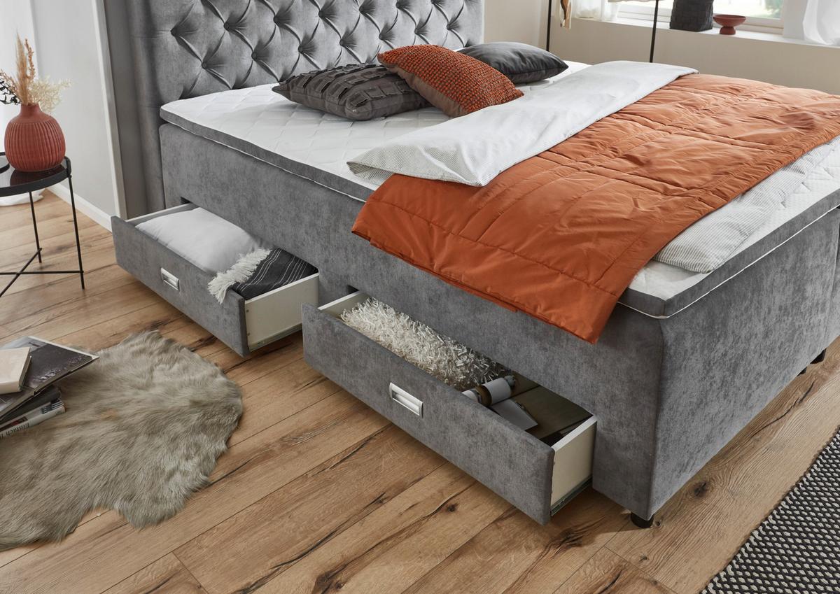 ŁÓŻKO SKRZYNIOWE LARA 160 - szary, Modern, tworzywo sztuczne/tkanina (160/200cm) - MID.YOU