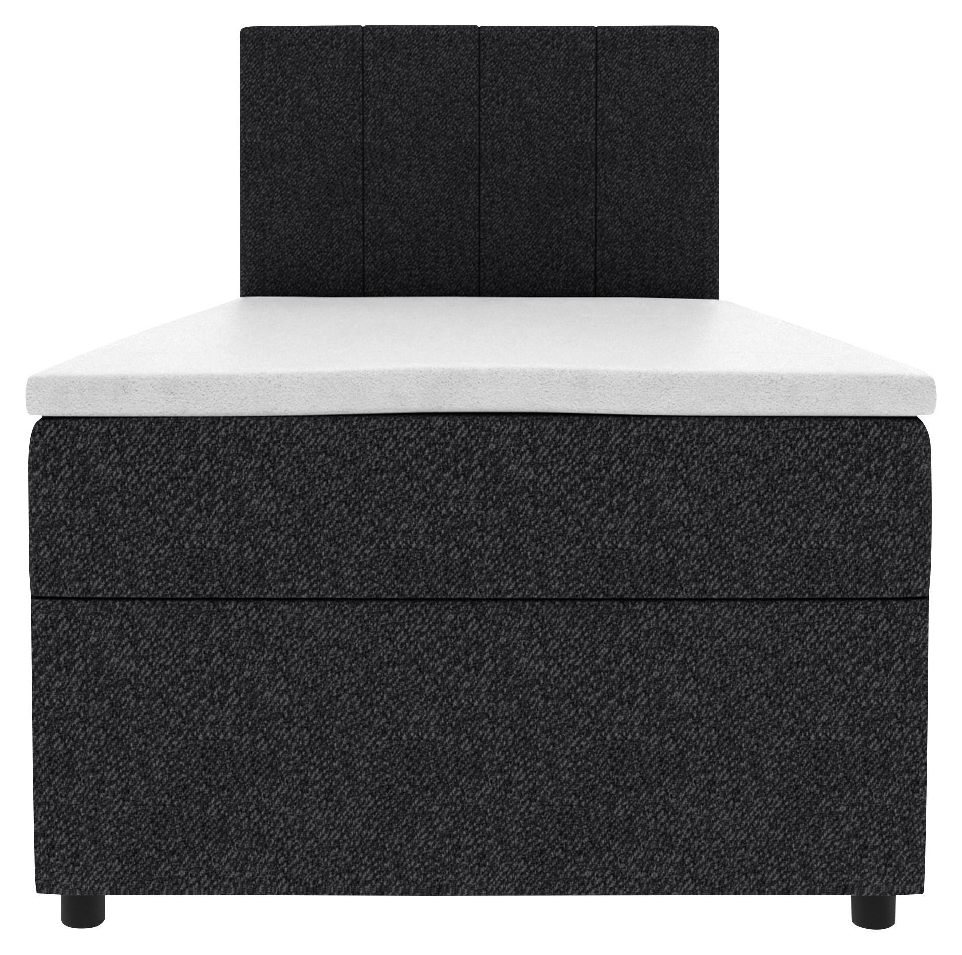 Boxbett Odin Schwarz max. 90x200cm - Schwarz, KONVENTIONELL, Kunststoff/Textil (90/200cm) - Based