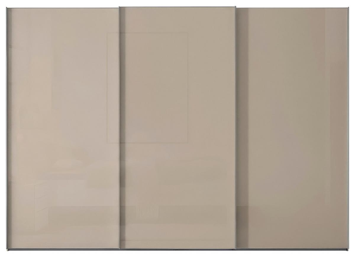 Schwebetürenschrank Lumos Sandfarben - Sandfarben/Alufarben, Konventionell, Glas/Holzwerkstoff (298/222/68cm) - Based