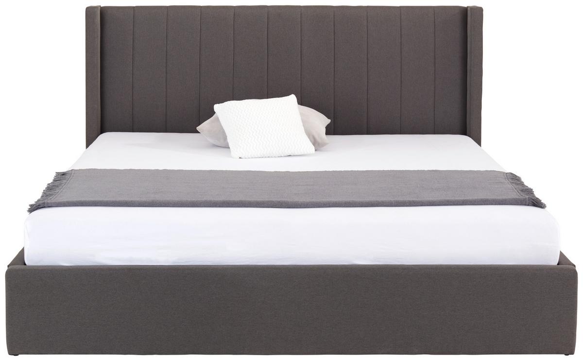 ŁÓŻKO TAPICEROWANE NICI - czarny/ciemnoszary, Modern, materiał drewnopochodny/tworzywo sztuczne (180/200cm) - Livetastic