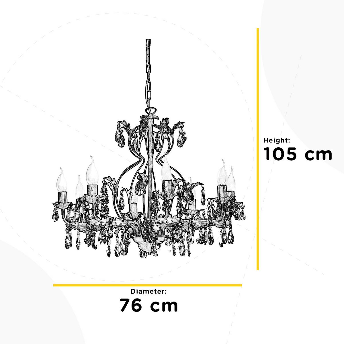Kristall-Hängeleuchte Teresa Weiß max. 6 Watt - Weiß, KONVENTIONELL, Glas/Metall (70/70/105cm)