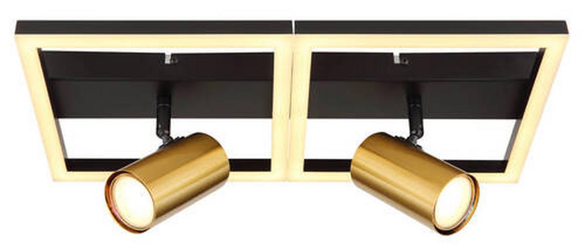 LED-Wandleuchte Marrie Schwarz/Messing max. 22 Watt - Messingfarben/Opal, Design, Kunststoff/Metall (44/22/15,5cm) - Globo
